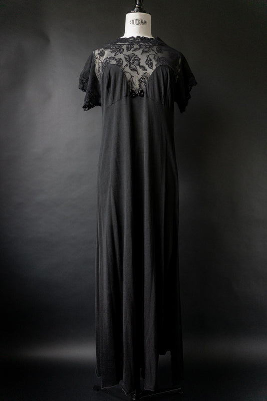 Vintage Maxikleid, Soft Goth Summer Dress, M–L