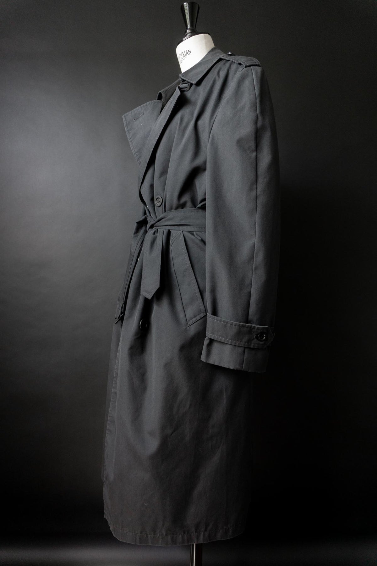 Vintage 80s Trenchcoat, Schwarz, M–L