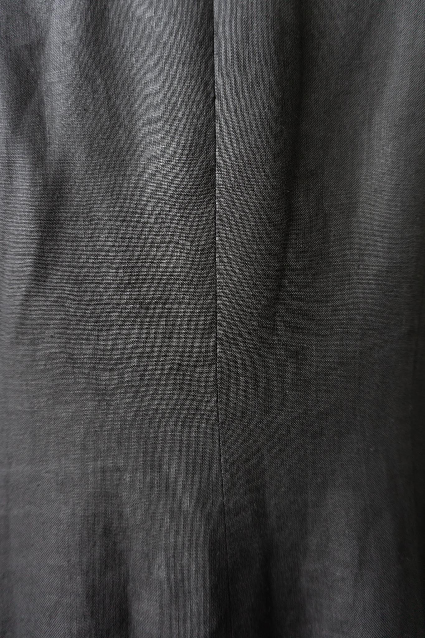 Vintage Irish Linen Maxikleid in Schwarz mit Perlmuttknöpfen, S–M