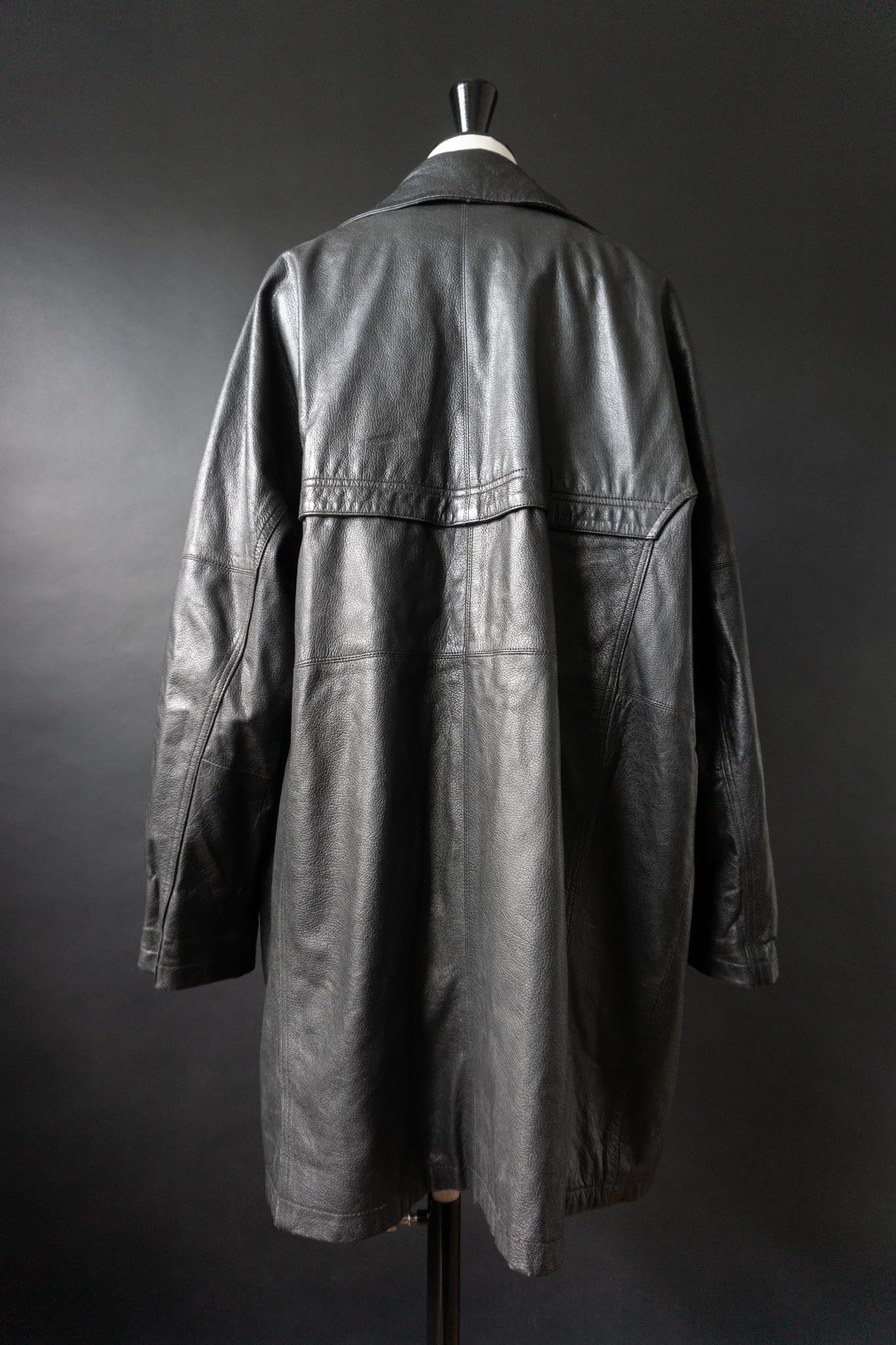 Vintage 90s Avantgarde Ledermantel, asymmetrisch, M–L