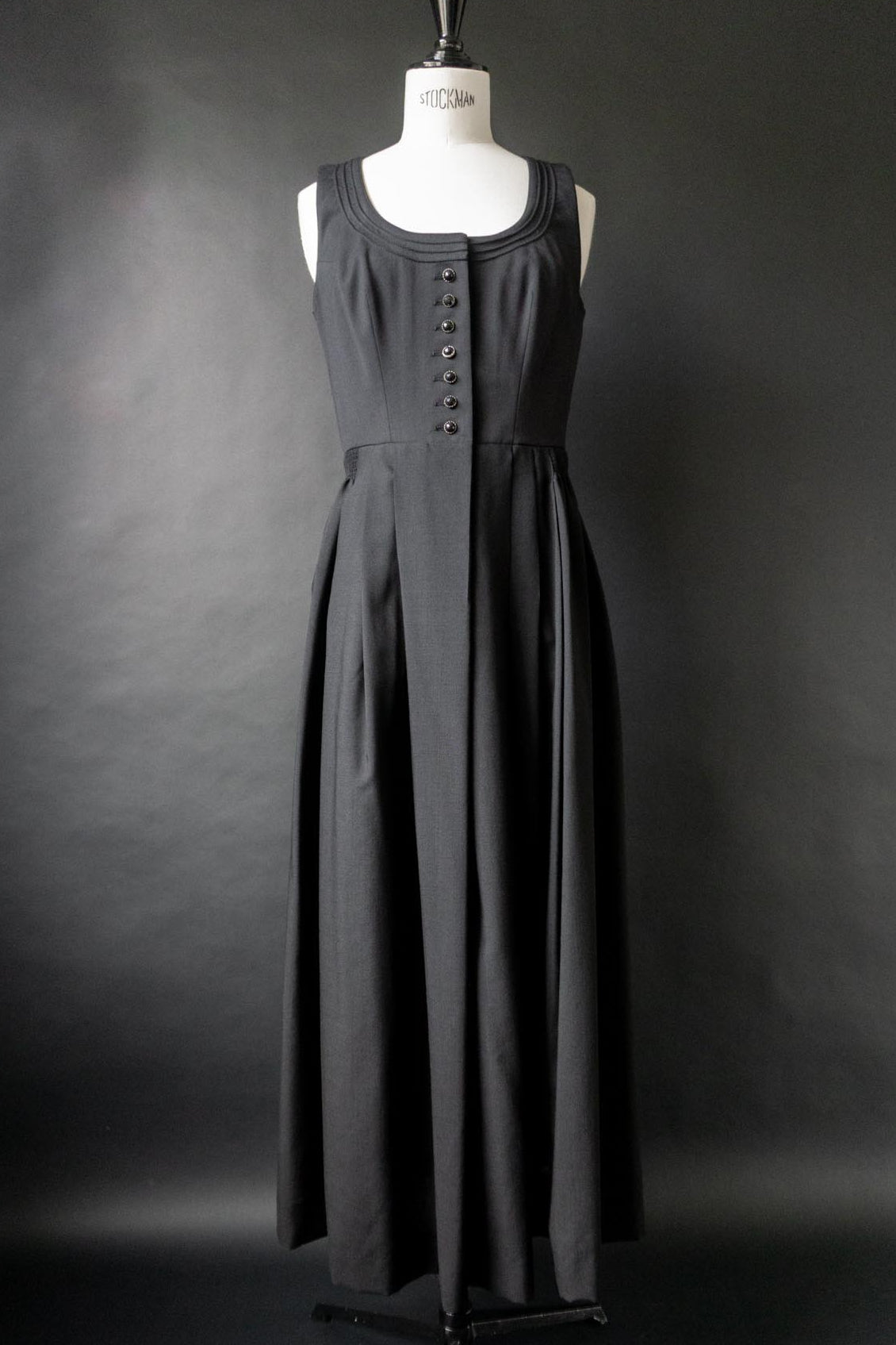 Vintage Vintage Dark Folklore Maxikleid in Schwarz mit weitem Rock, M–L