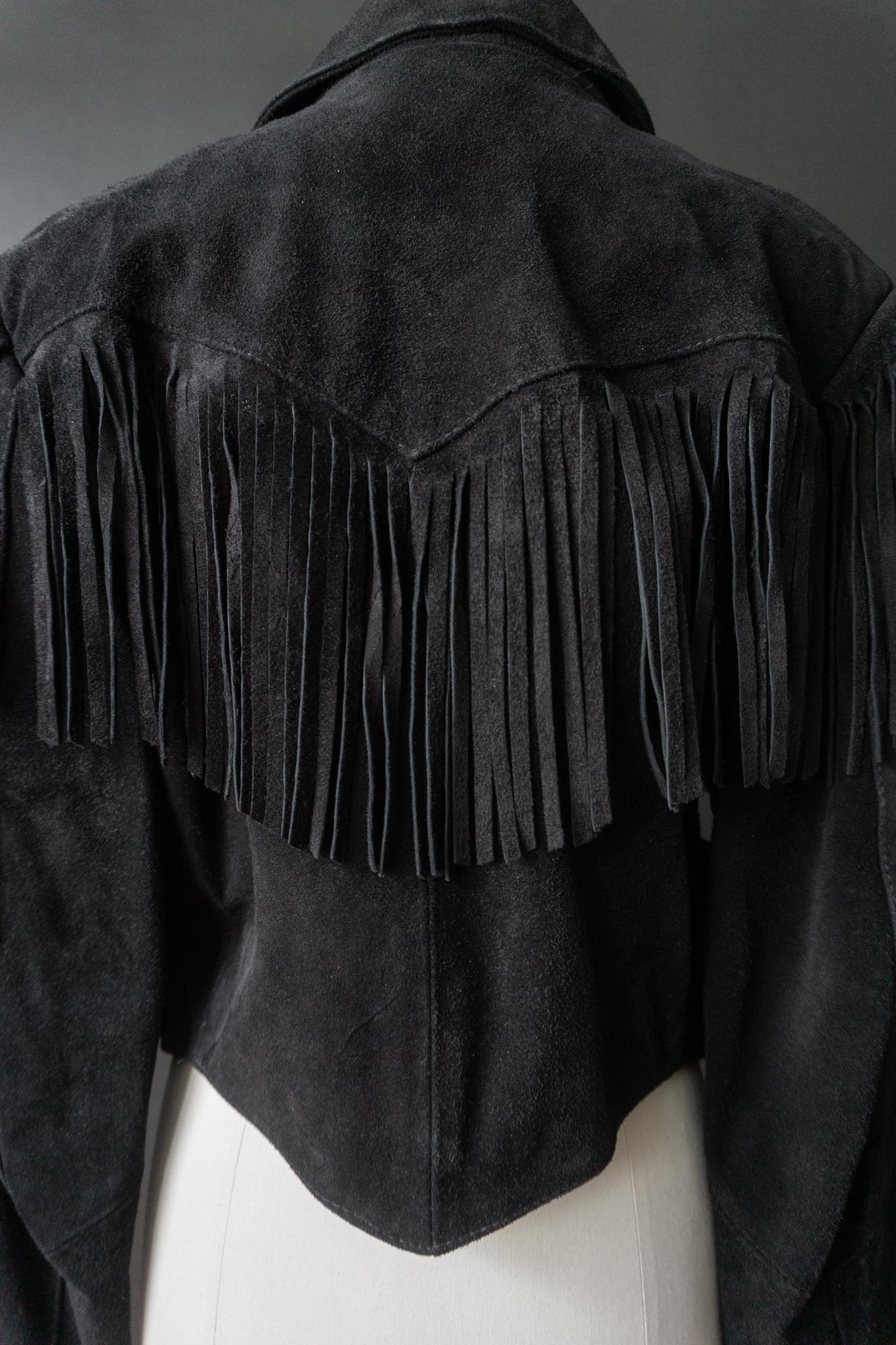 Vintage Wildlederjacke mit Fransen | Western trifft Gothic, S–M