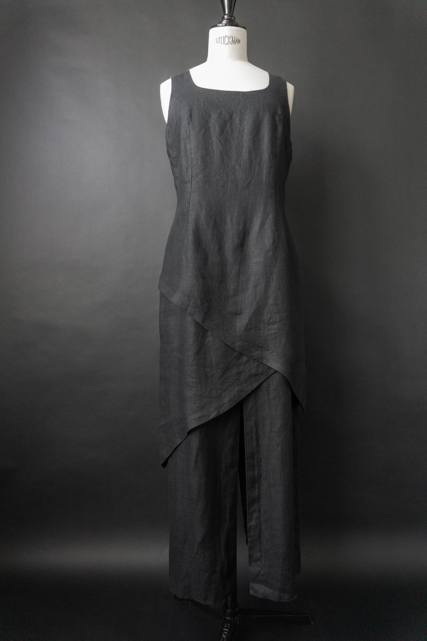 Vintage Blacky Dress Leinenkleid, S–M