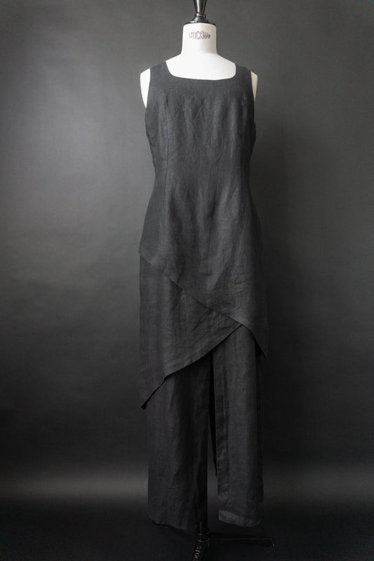 Vintage Blacky Dress Leinenkleid, S–M