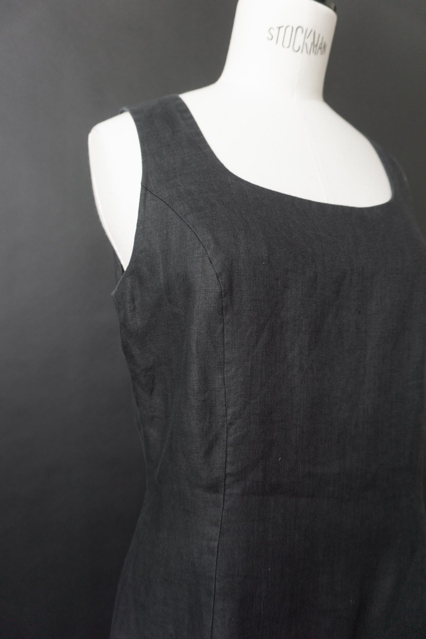 Vintage Blacky Dress Leinenkleid, S–M