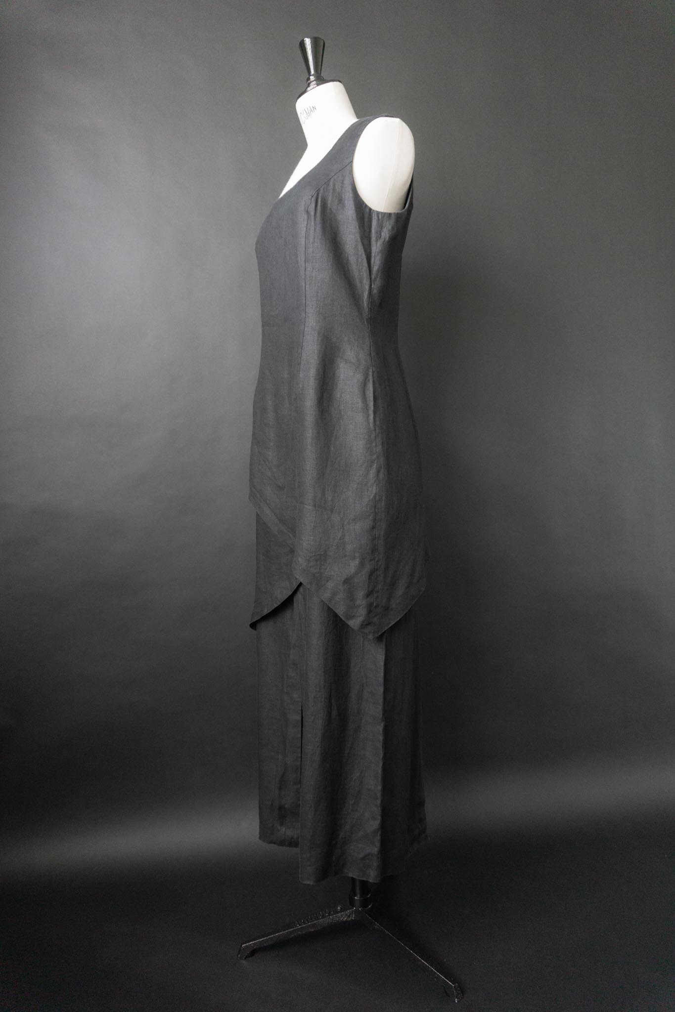 Vintage Blacky Dress Leinenkleid, S–M