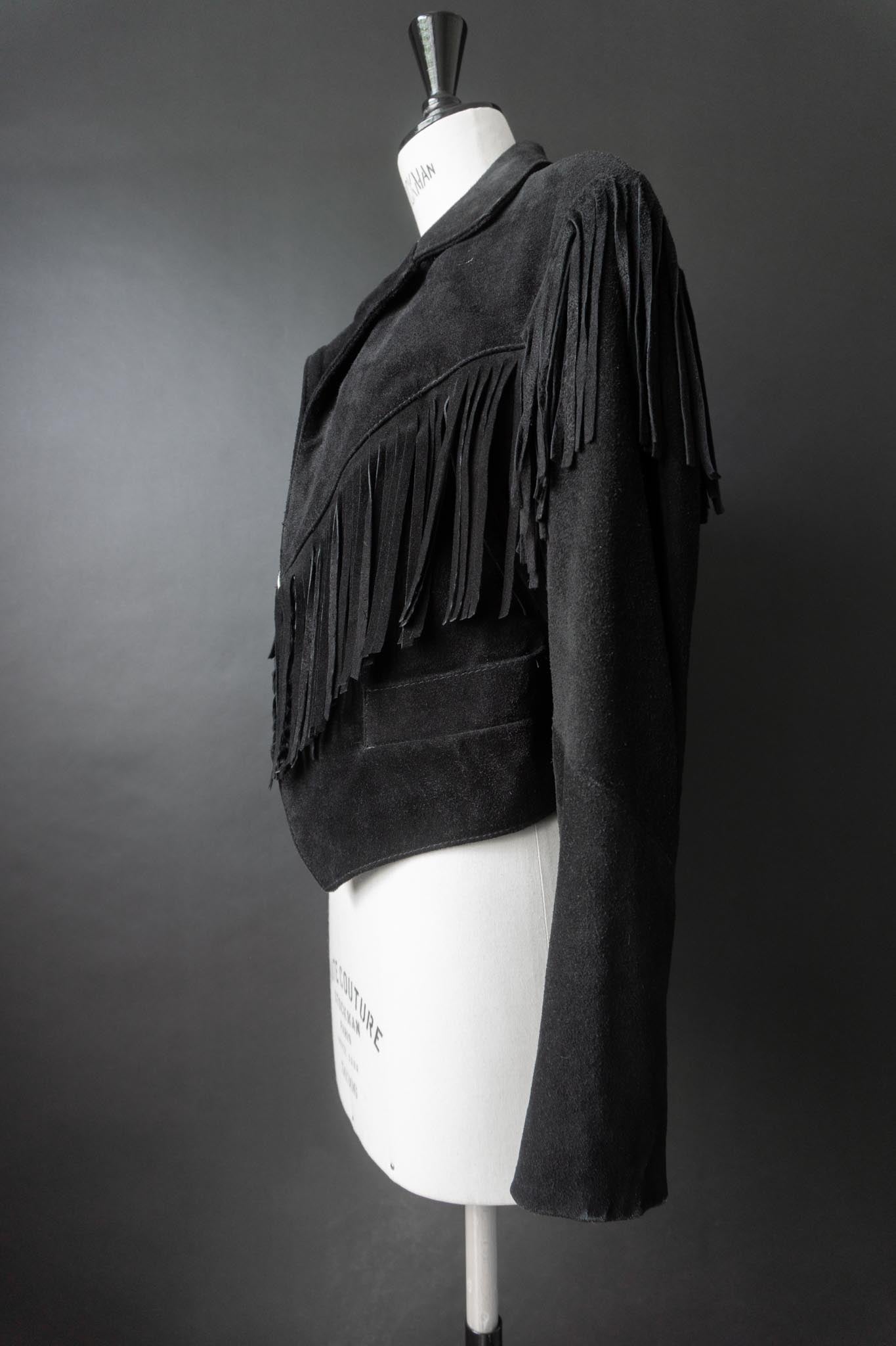 Vintage Wildlederjacke mit Fransen | Western trifft Gothic, S–M