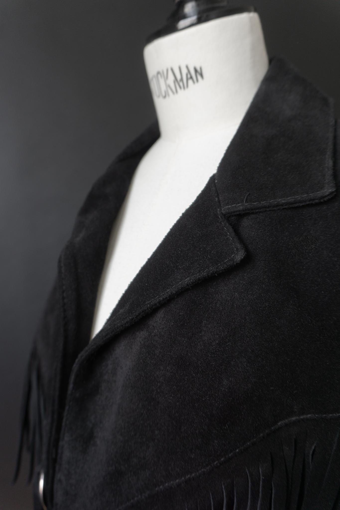 Vintage Wildlederjacke mit Fransen | Western trifft Gothic, S–M