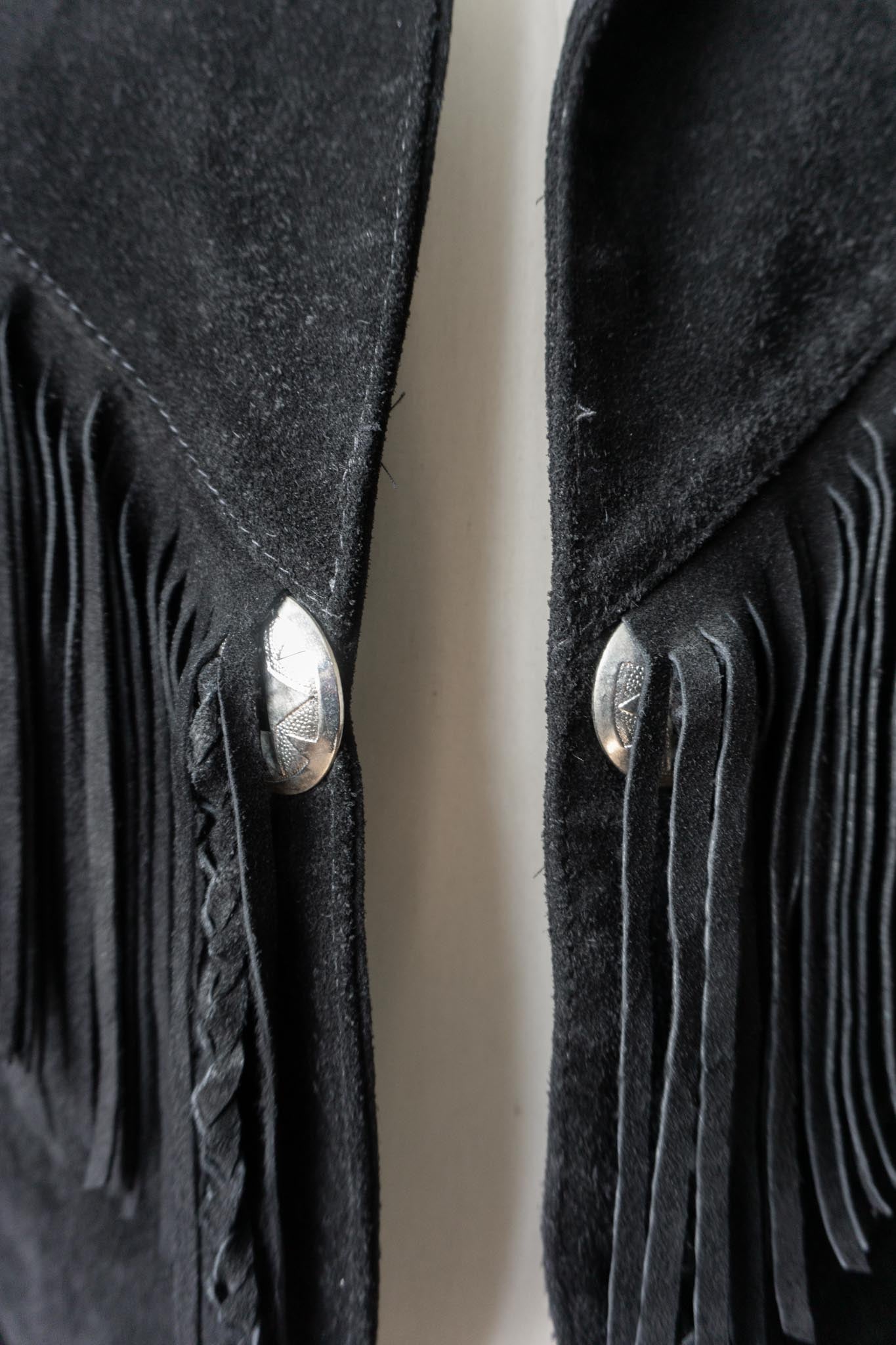 Vintage Wildlederjacke mit Fransen | Western trifft Gothic, S–M