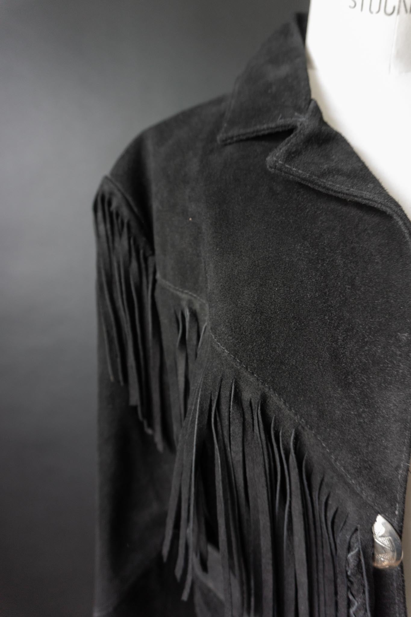 Vintage Wildlederjacke mit Fransen | Western trifft Gothic, S–M