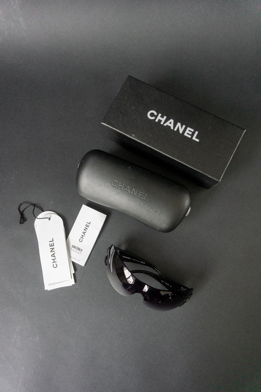 Vintage Chanel Shield Sonnenbrille Karl Lagerfeld Ära