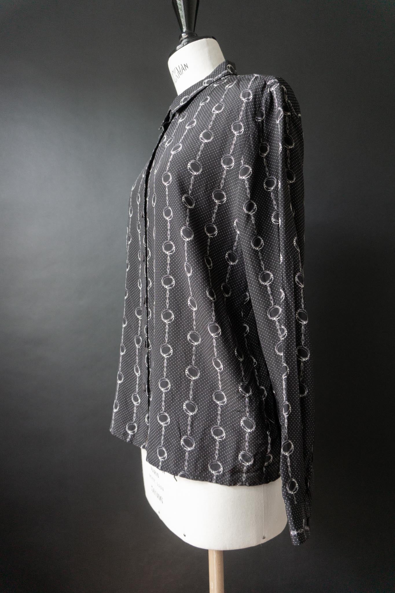 The Kooples Seidenbluse mit Handschellenprint | 100 % Seide, S–M