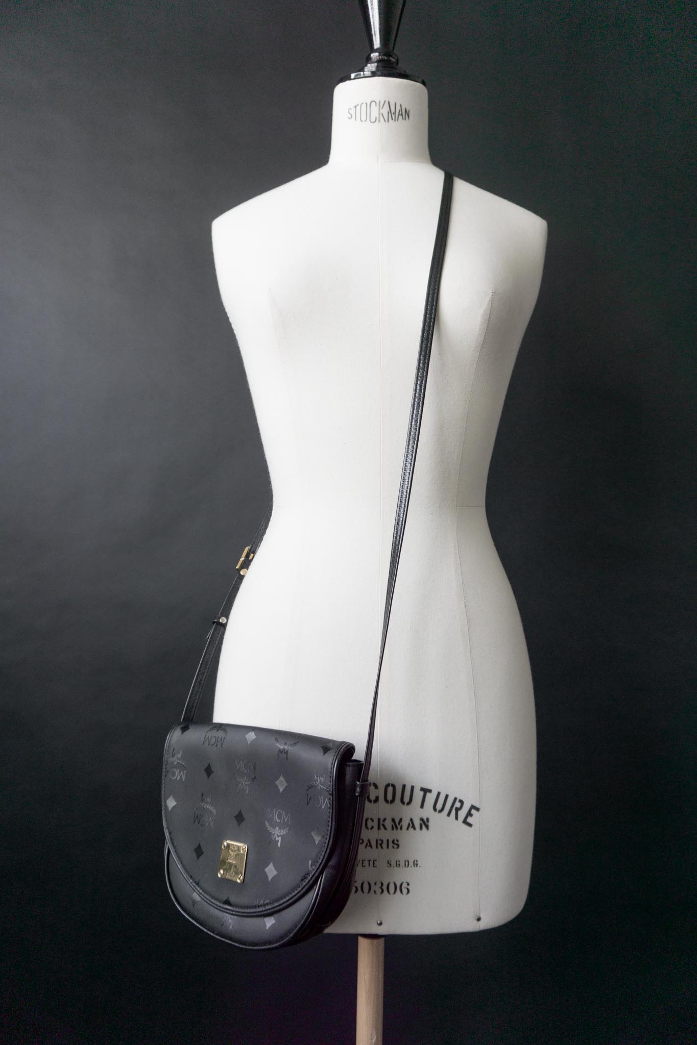 Vintage 80s MCM Crossbody Tasche Schwarz