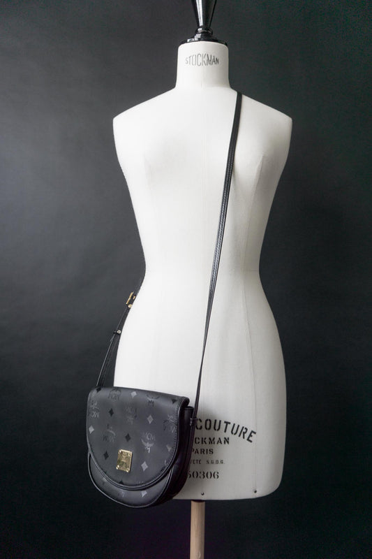 Vintage 80s MCM Crossbody Tasche Schwarz