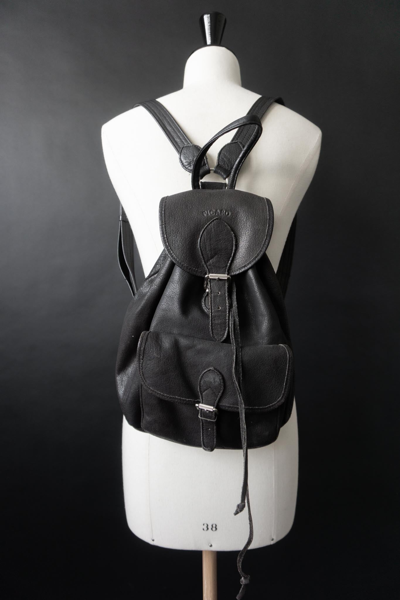 Vintage 90s Rucksack, Echtleder, Grunge