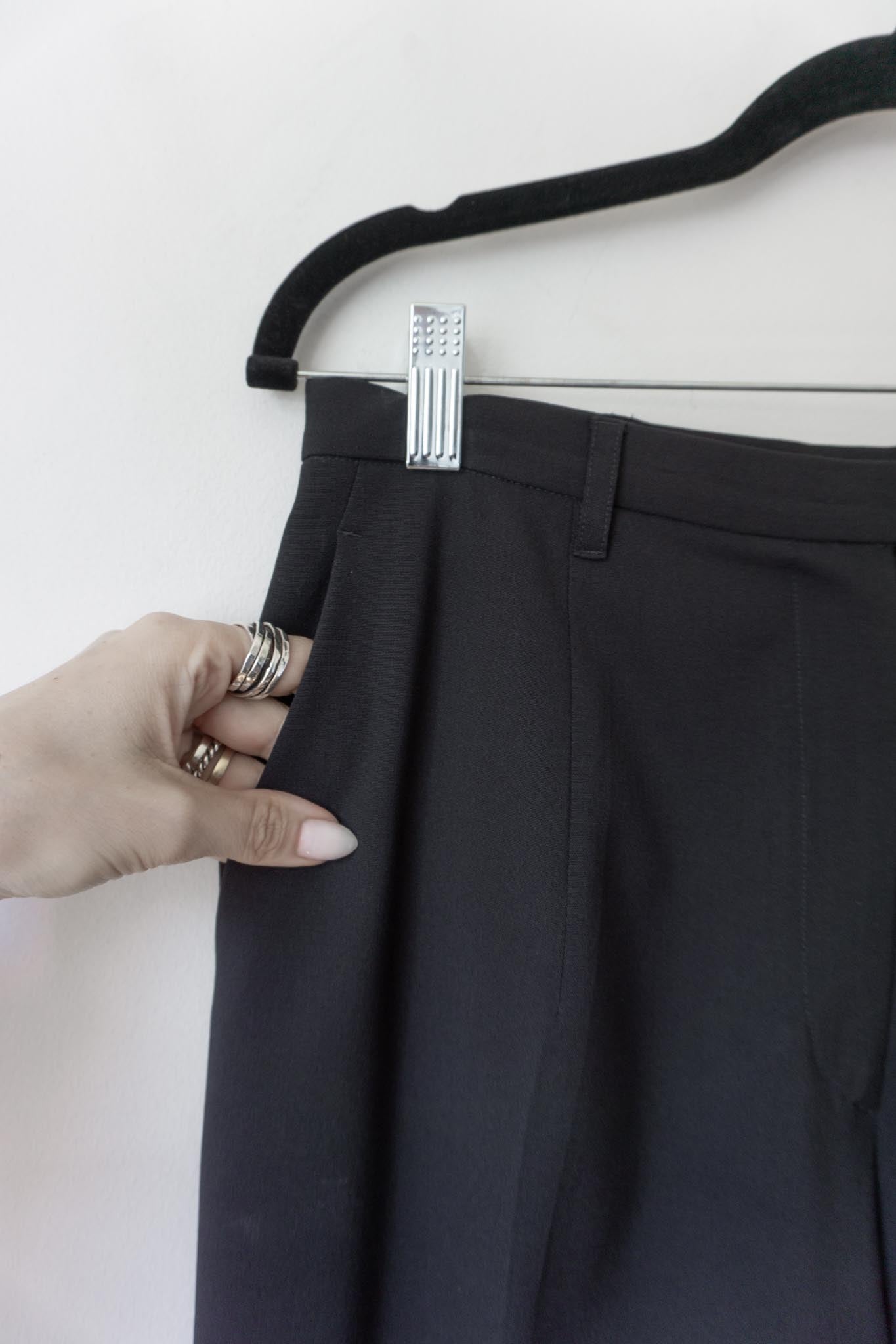 Vintage JIL SANDER 90s Midnight Black Trousers – Made in Italy, M theplaincircle vintage