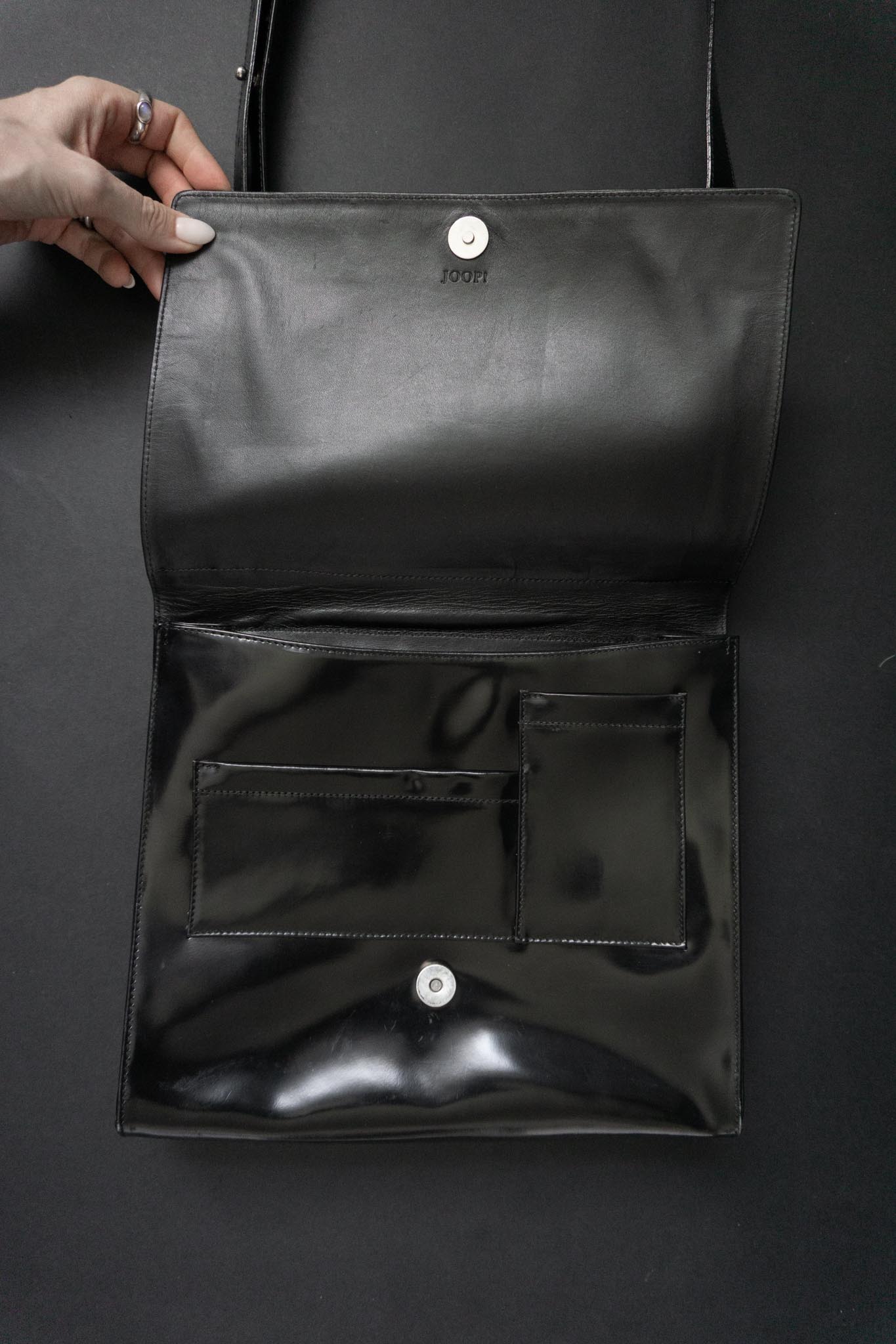 Vintage 90s Joop Handtasche, Echtleder, Goth