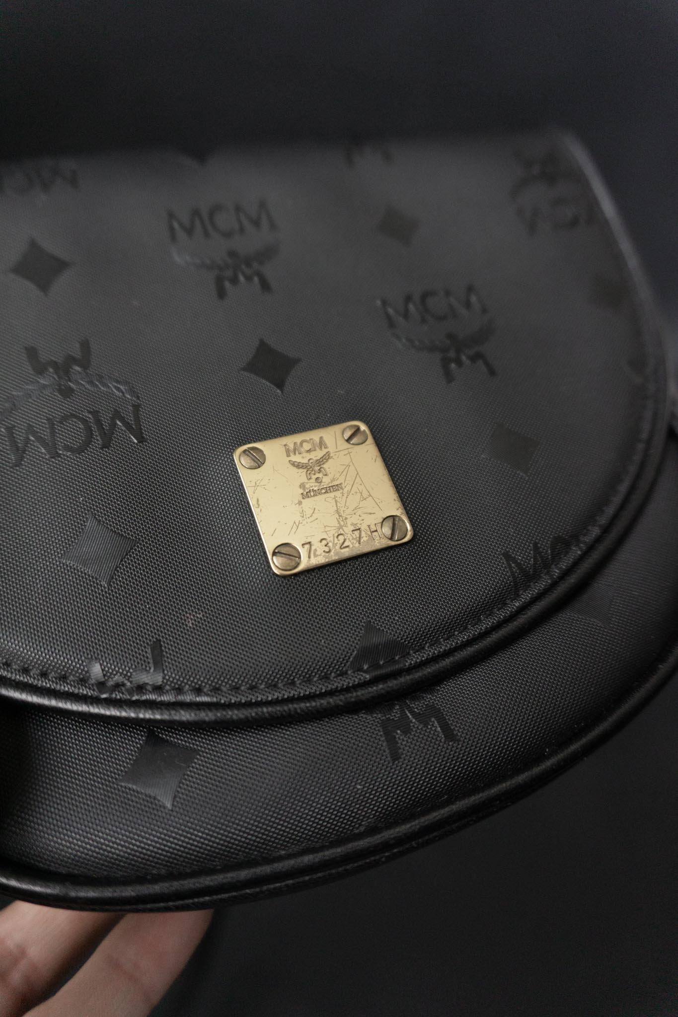 Vintage 80s MCM Crossbody Tasche Schwarz