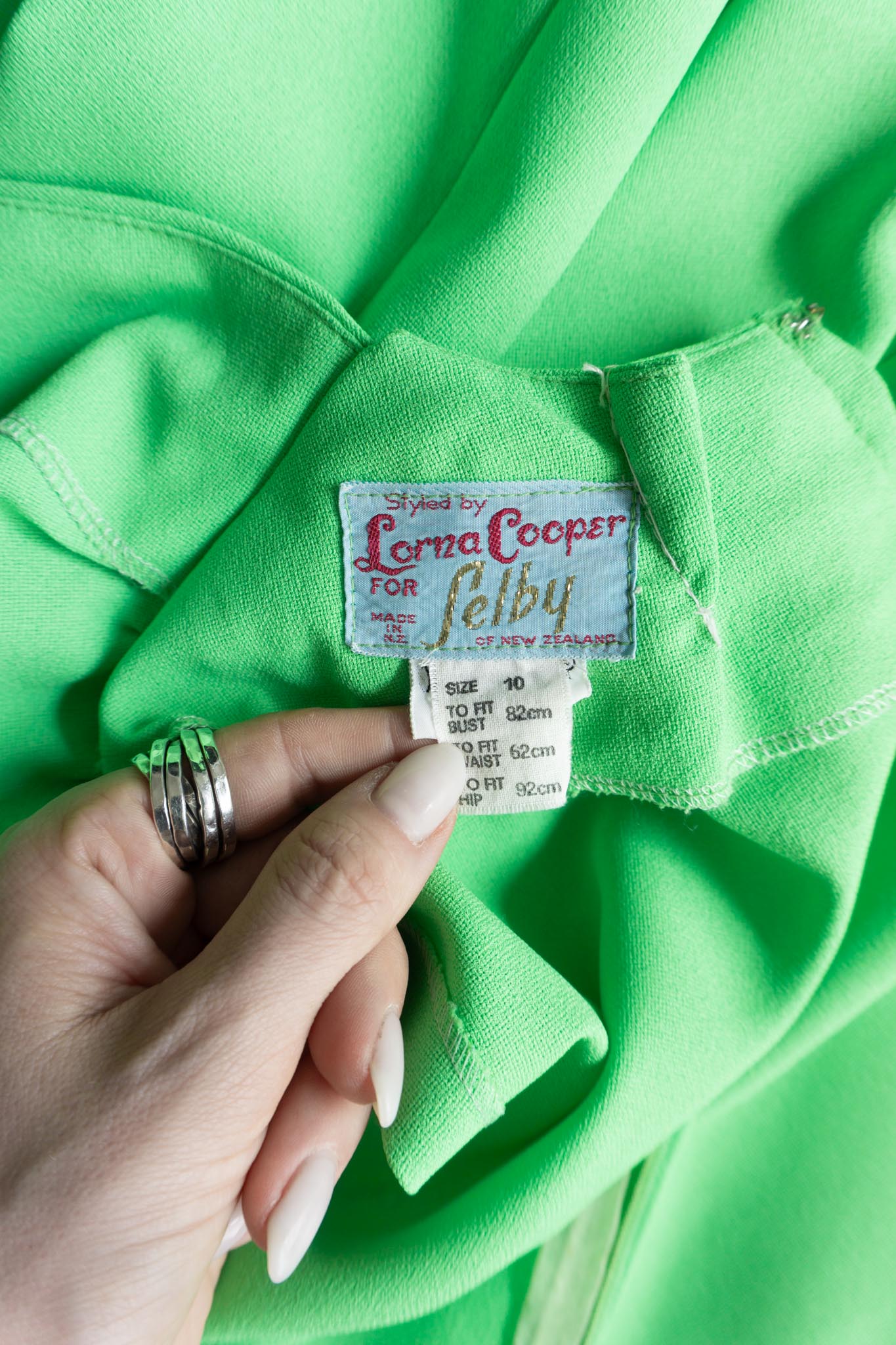 Vintage 70s Lorna Cooper for Felby Maxikleid in leuchtendem Grün, S–M