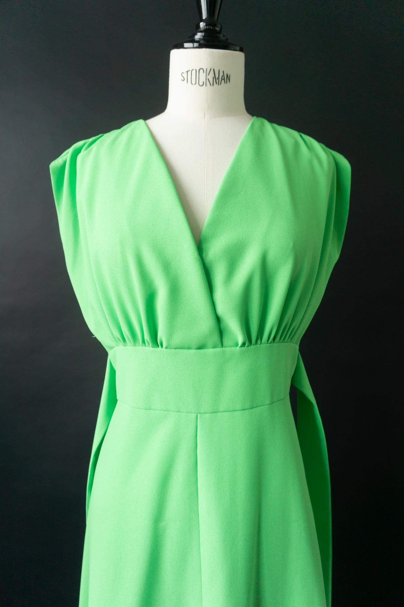 Vintage 70s Lorna Cooper for Felby Maxikleid in leuchtendem Grün, S–M