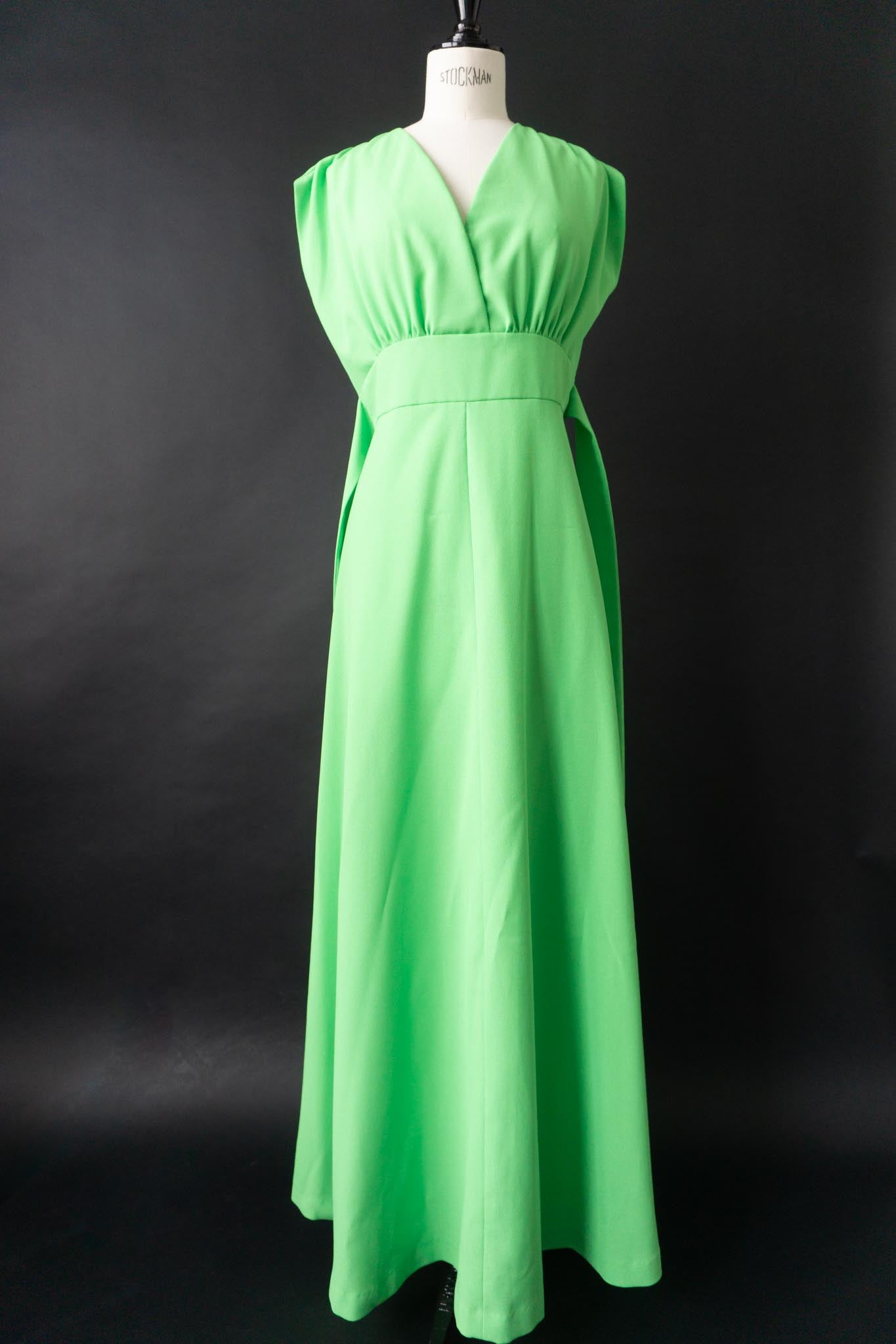 Vintage 70s Lorna Cooper for Felby Maxikleid in leuchtendem Grün, S–M
