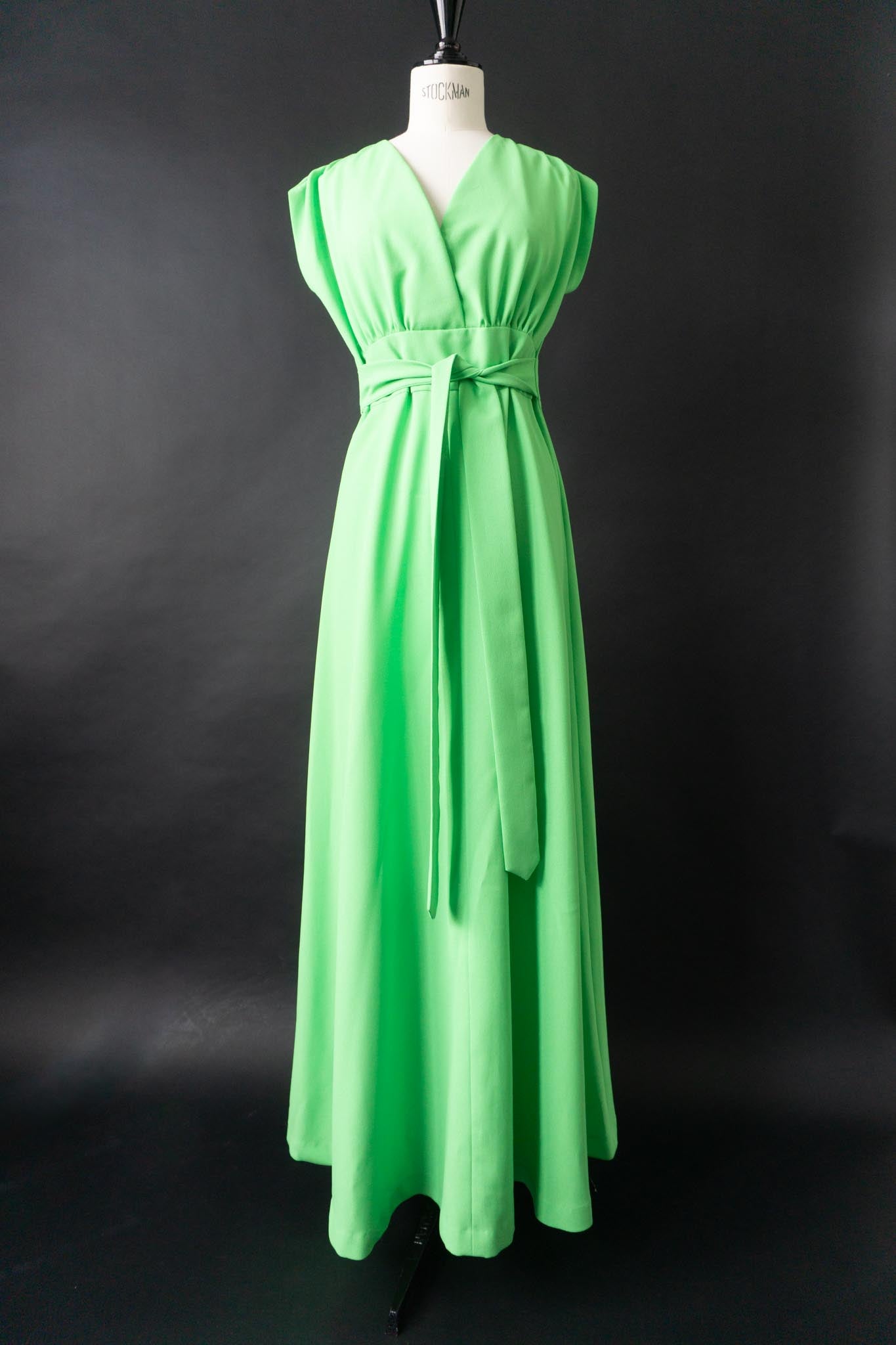 Vintage 70s Lorna Cooper for Felby Maxikleid in leuchtendem Grün, S–M