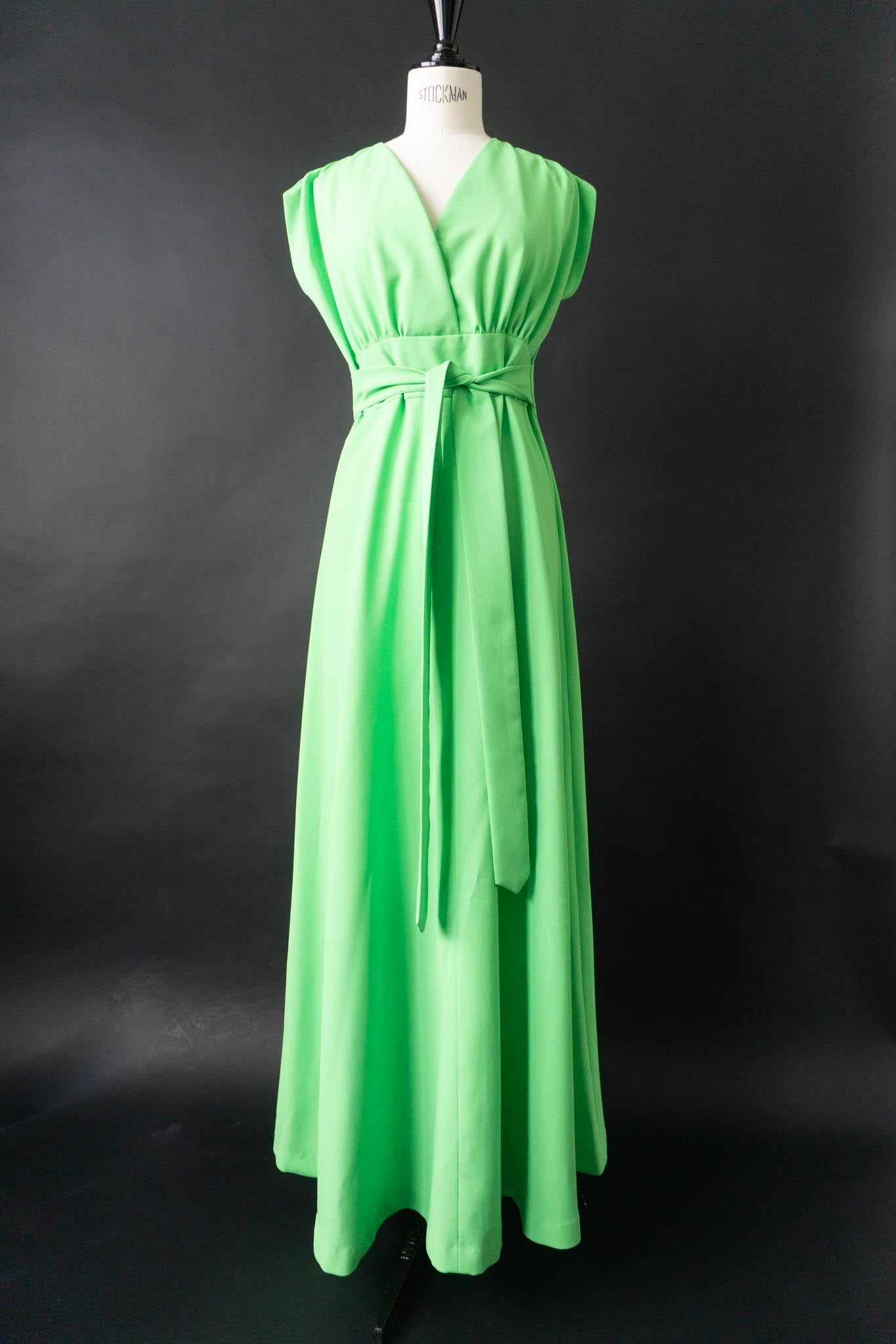 Vintage 70s Lorna Cooper for Felby Maxikleid in leuchtendem Grün, S–M