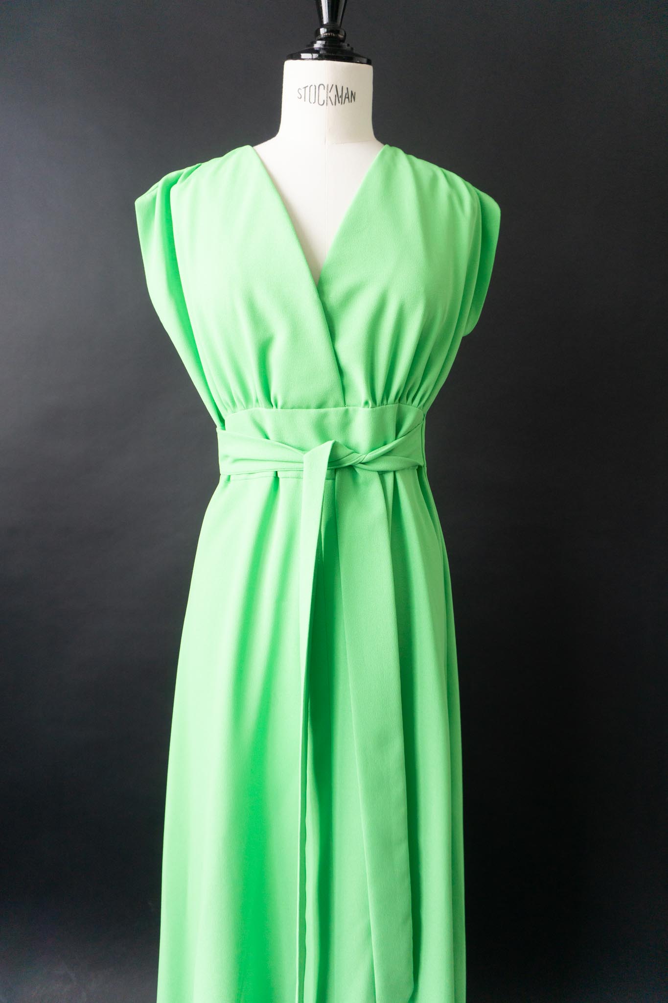 Vintage 70s Lorna Cooper for Felby Maxikleid in leuchtendem Grün, S–M