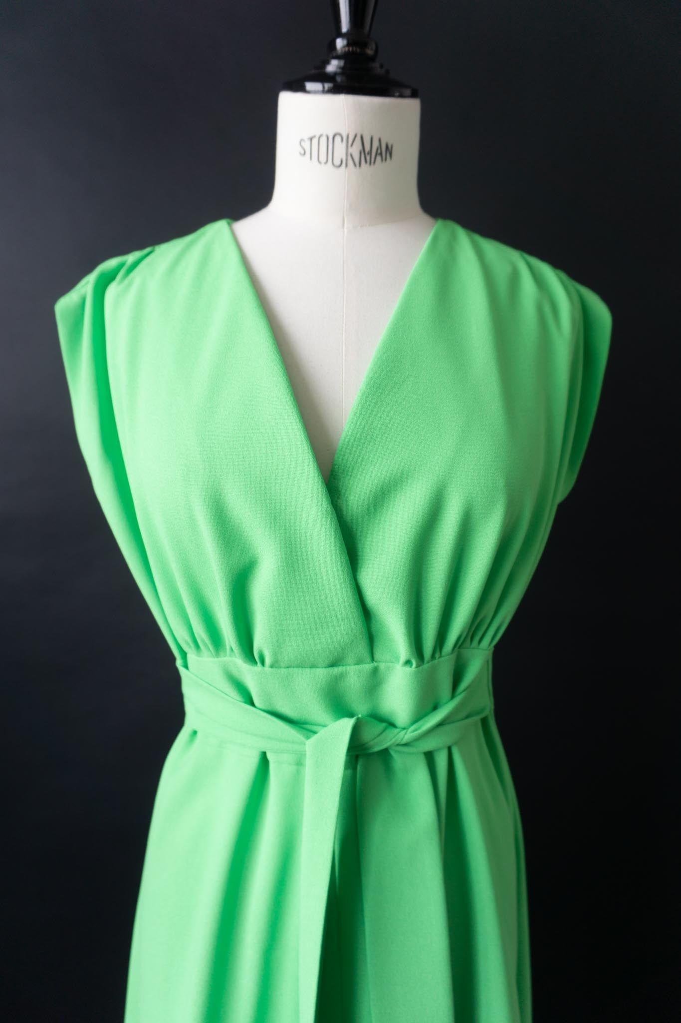 Vintage 70s Lorna Cooper for Felby Maxikleid in leuchtendem Grün, S–M