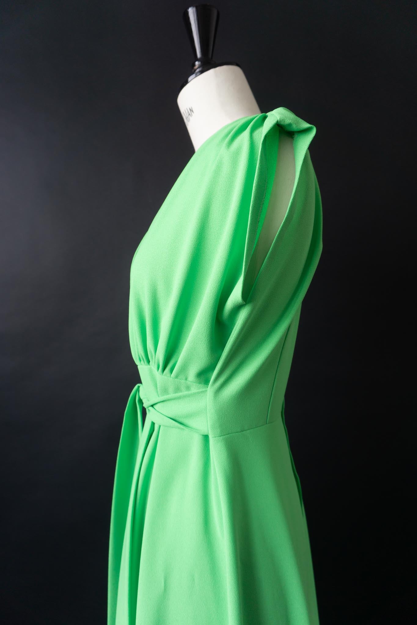 Vintage 70s Lorna Cooper for Felby Maxikleid in leuchtendem Grün, S–M