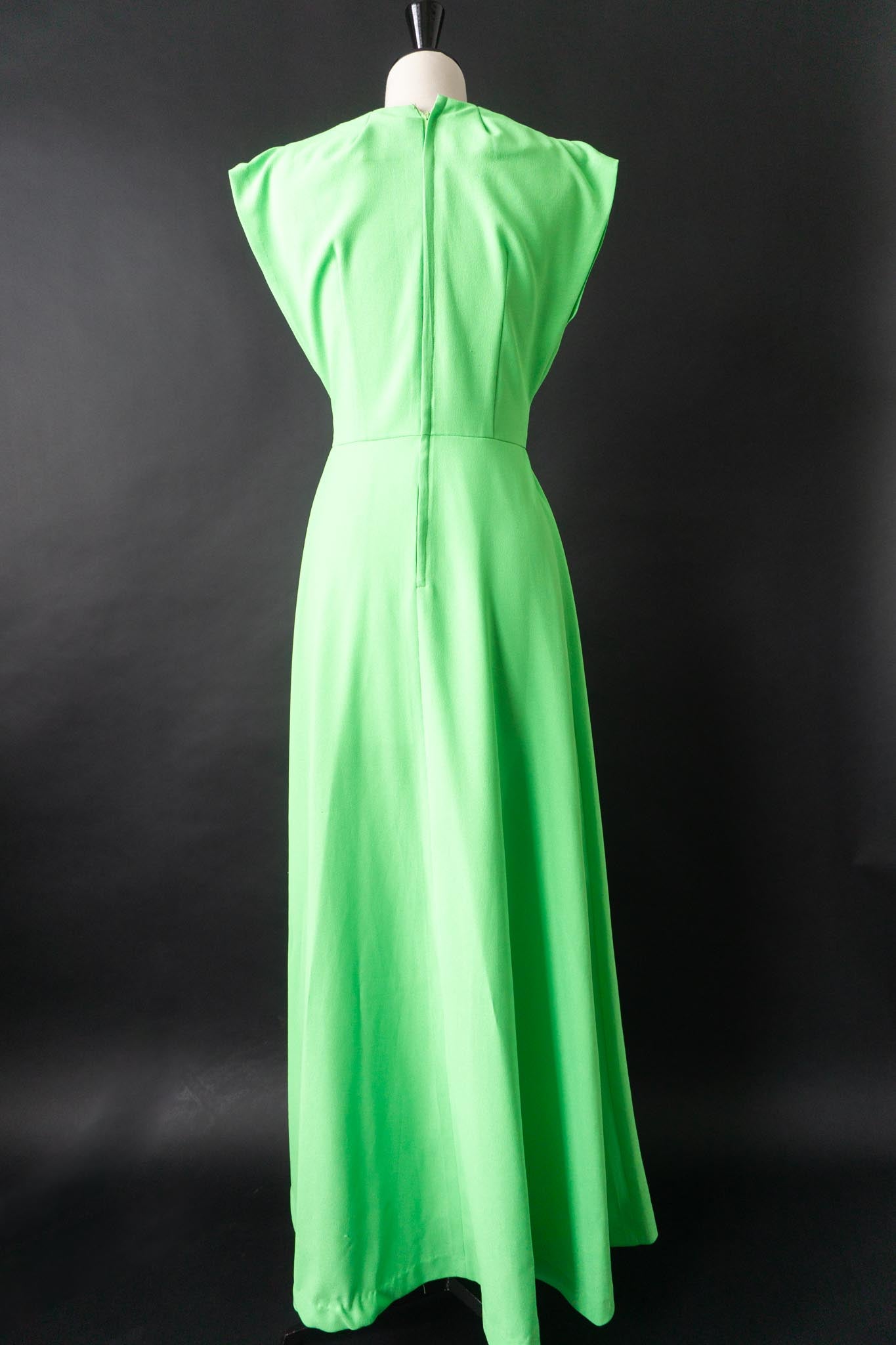 Vintage 70s Lorna Cooper for Felby Maxikleid in leuchtendem Grün, S–M
