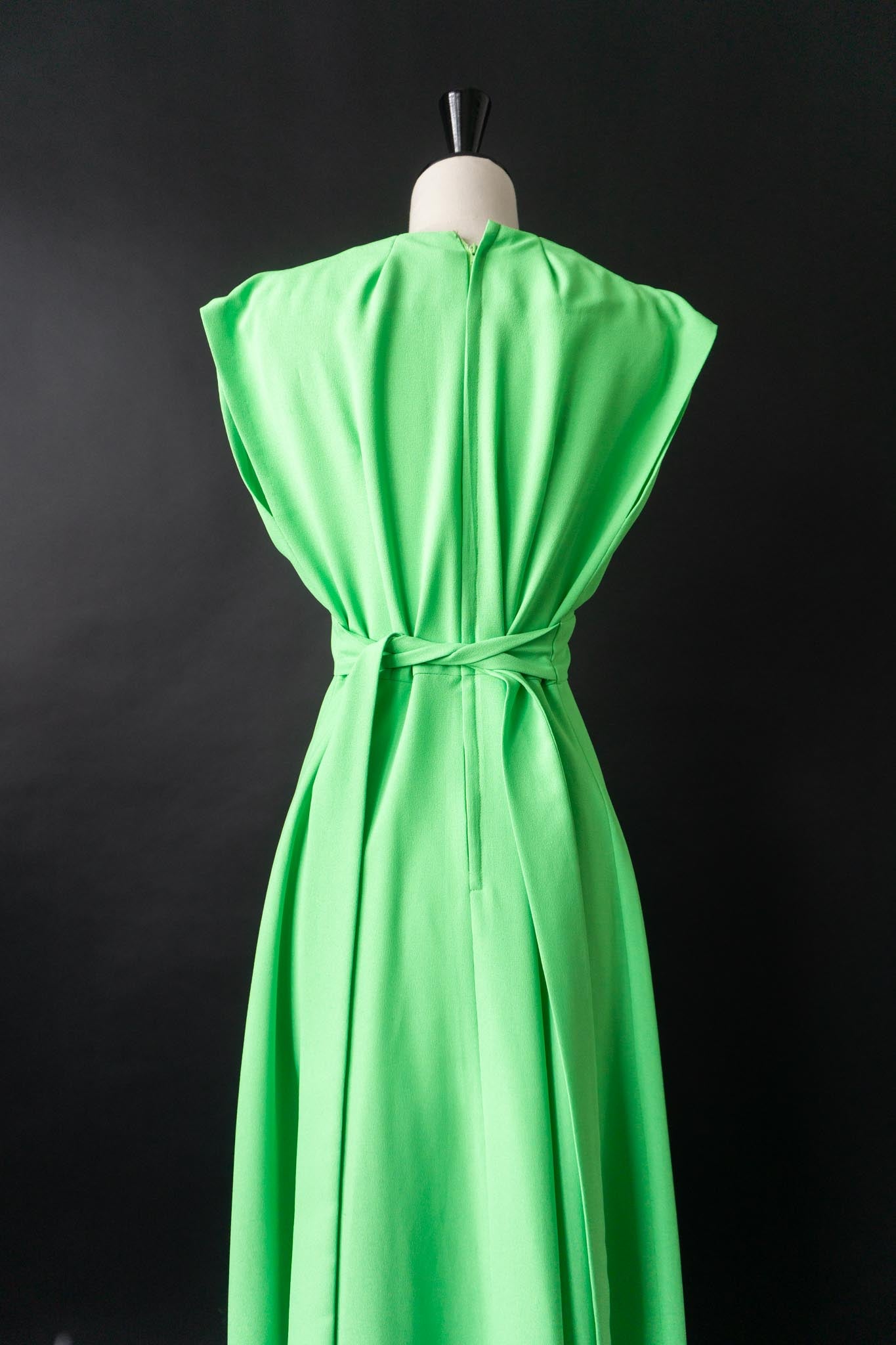 Vintage 70s Lorna Cooper for Felby Maxikleid in leuchtendem Grün, S–M
