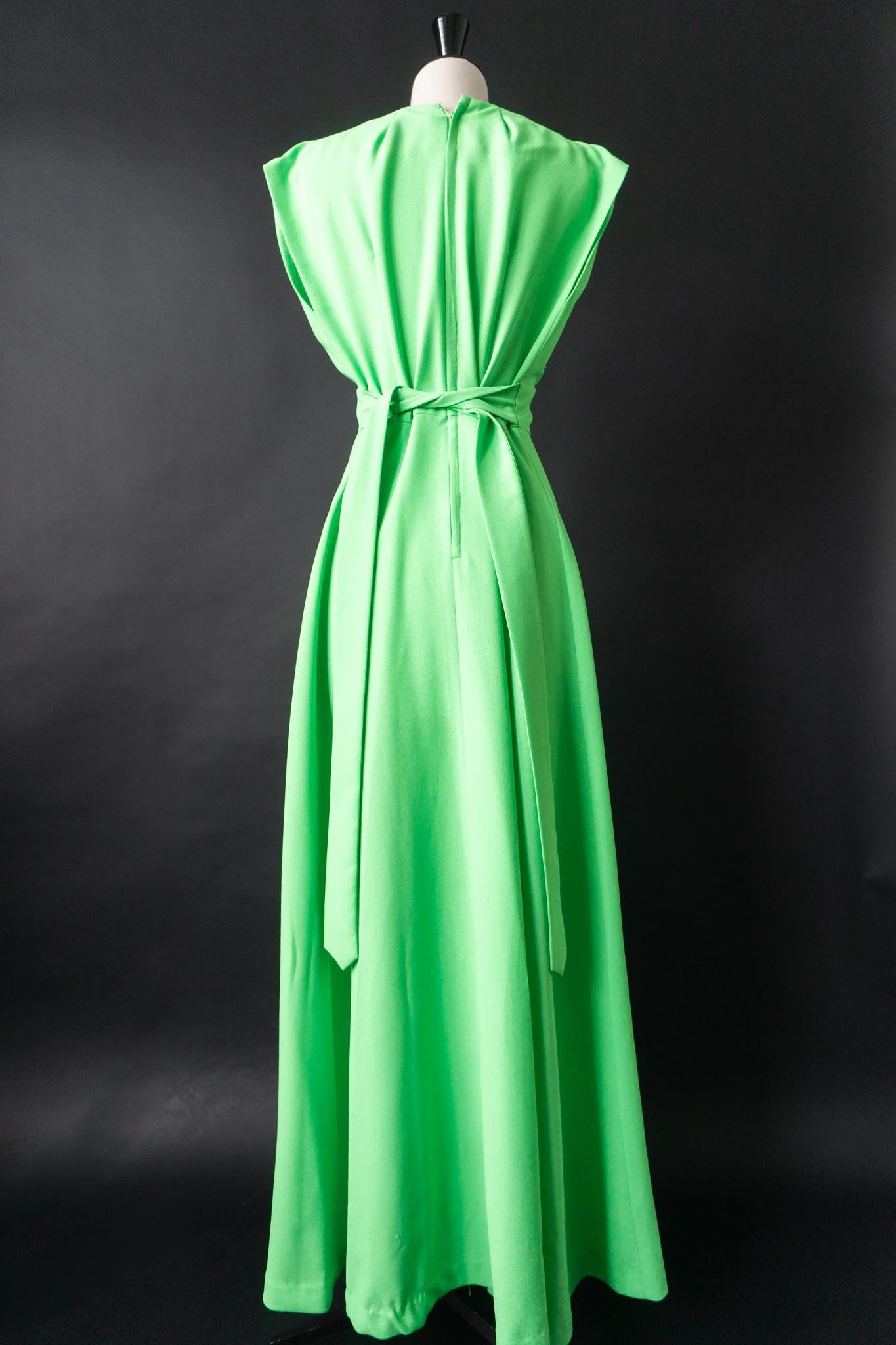 Vintage 70s Lorna Cooper for Felby Maxikleid in leuchtendem Grün, S–M