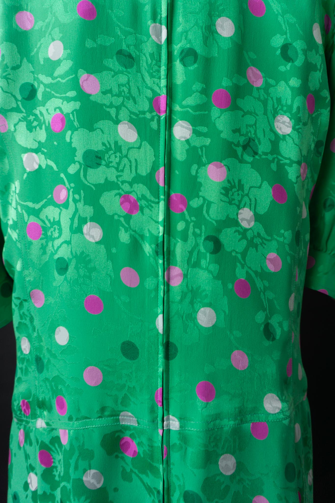 Vintage Louis Féraud 80s Jacquard Kleid mit Polka Dots, S–M