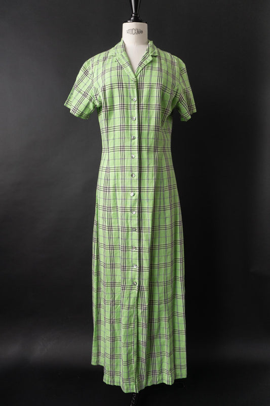 90s dress checked linen