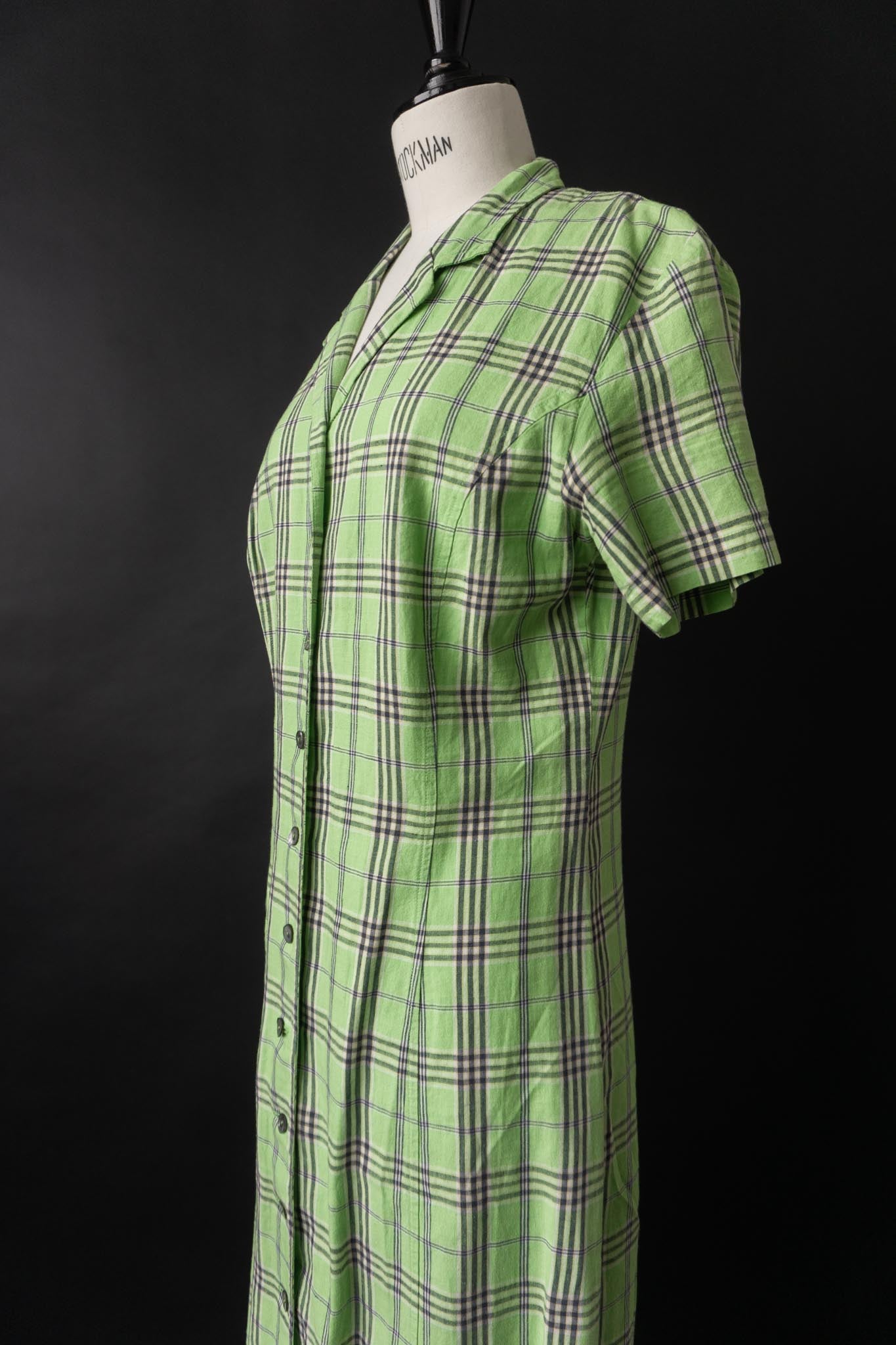 Vintage 90s Esprit Maxikleid in Type O Negative Green, XS–S