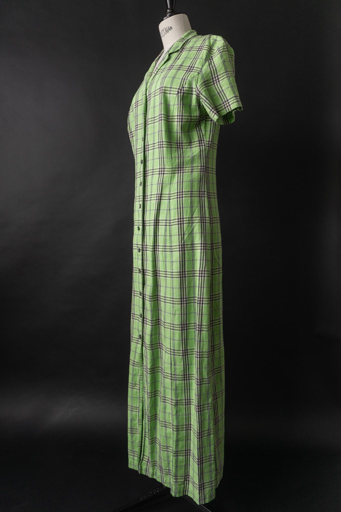 Vintage 90s Esprit Maxikleid in Type O Negative Green, XS–S