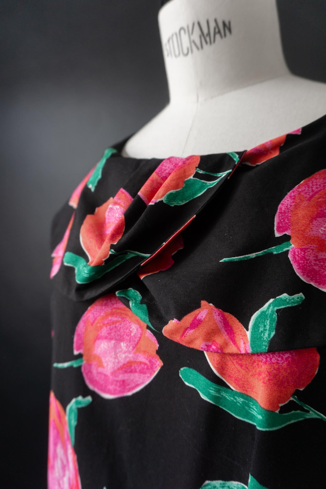 Vintage 80s Sommerkleid Benetton Blumen, S–M