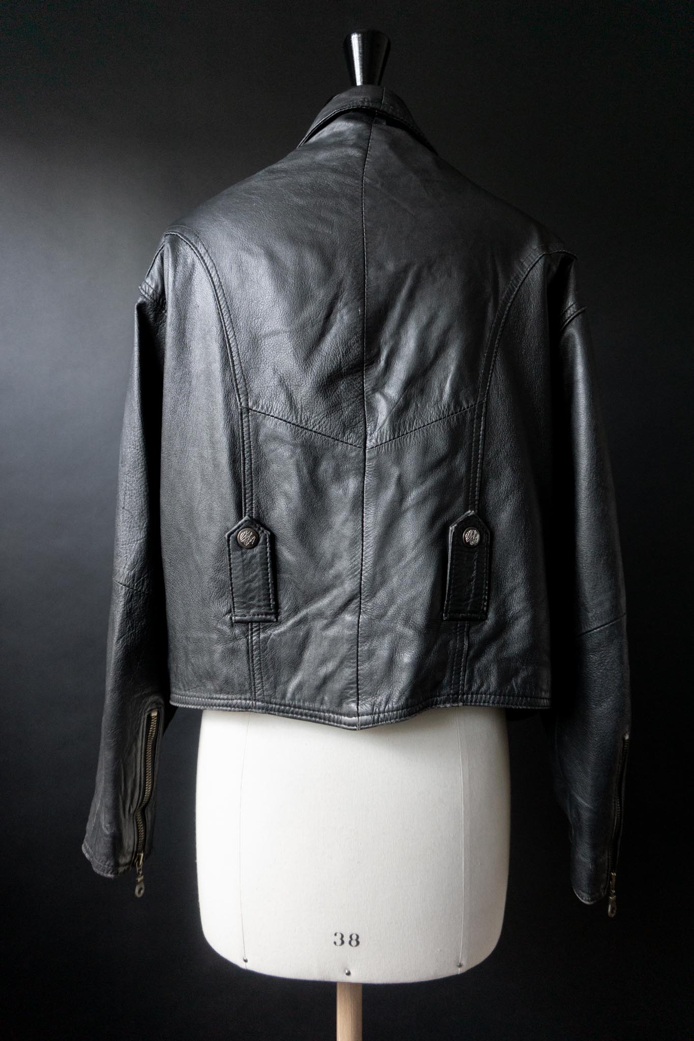 Vintage Lederjacke, Slouchy Bikerjacke mit Patina, M–L