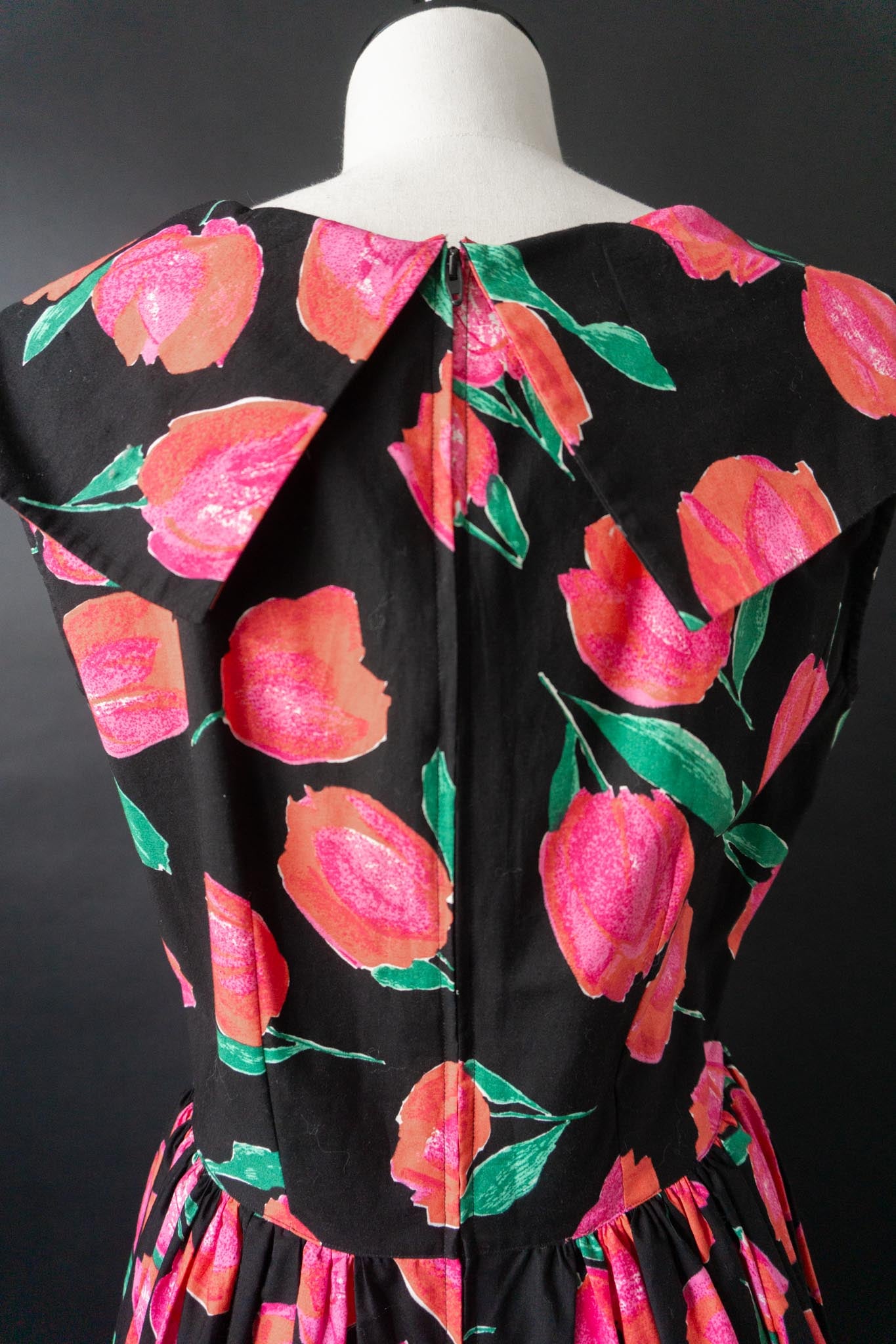 Vintage 80s Sommerkleid Benetton Blumen, S–M