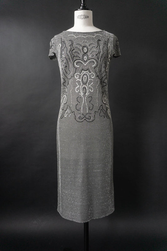 Vintage 80s Kleid, Silber, S