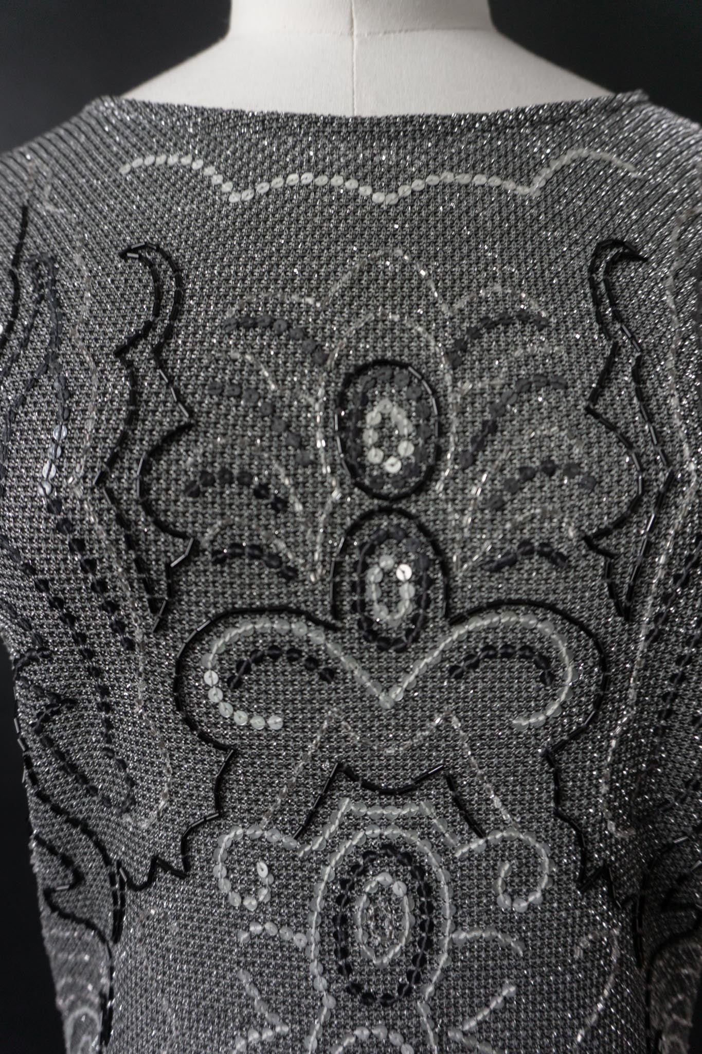 Vintage 80s Kleid, Silber, S