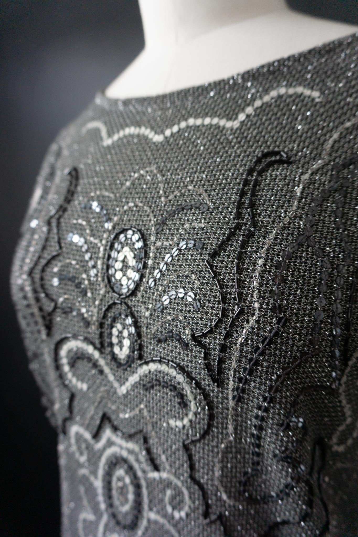 Vintage 80s Kleid, Silber, S