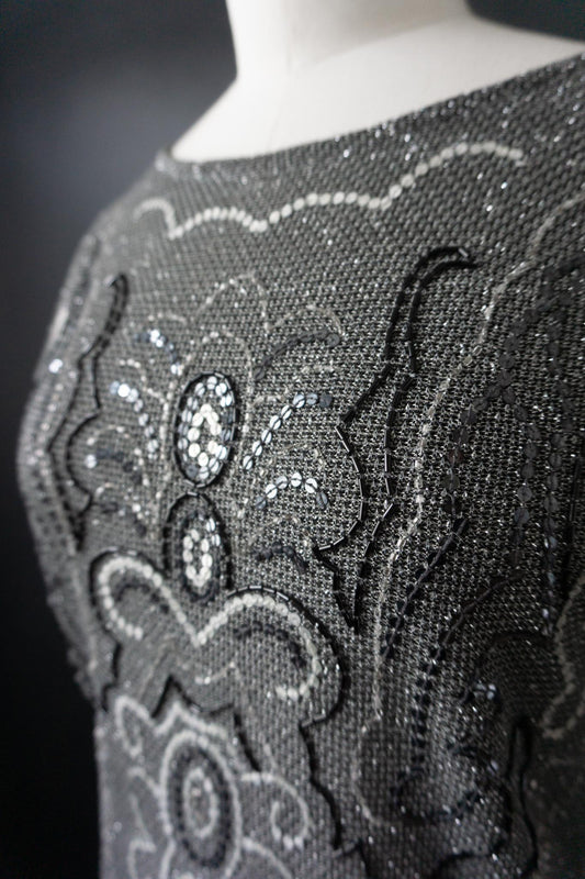 Vintage 80s Kleid, Silber, S