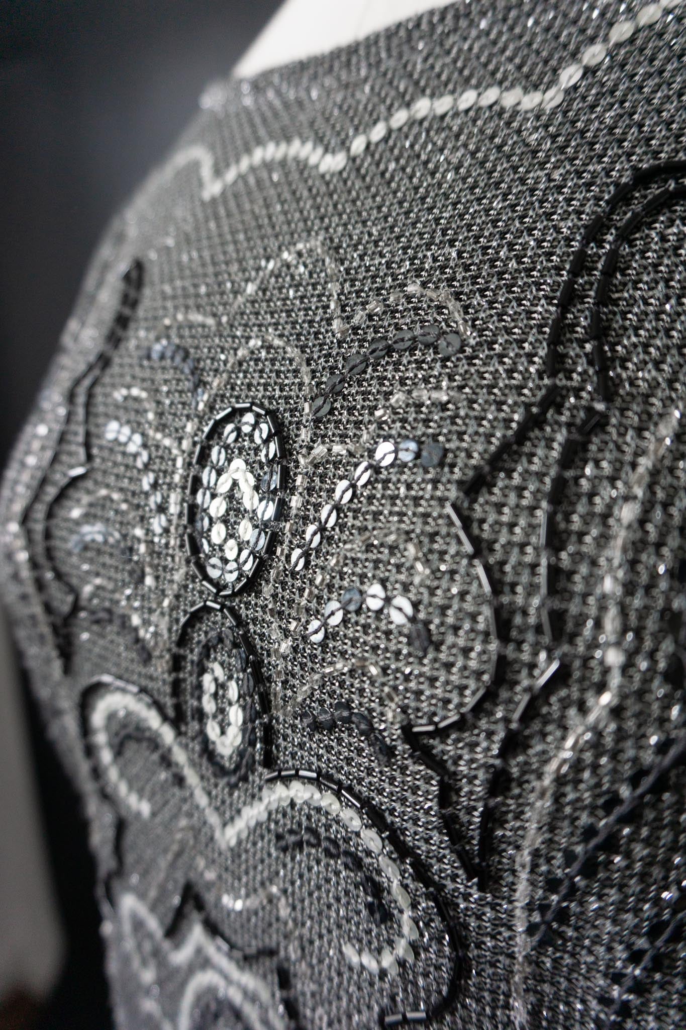 Vintage 80s Kleid, Silber, S