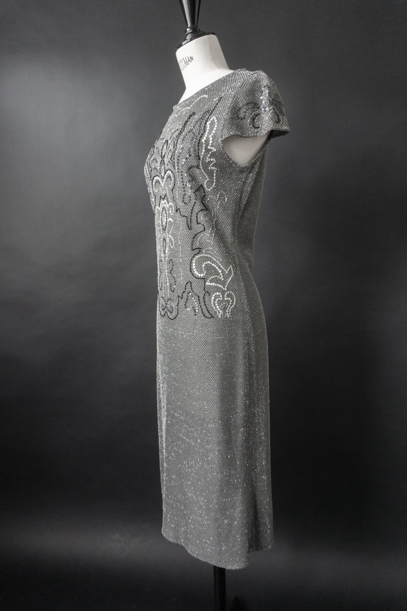 Vintage 80s Kleid, Silber, S