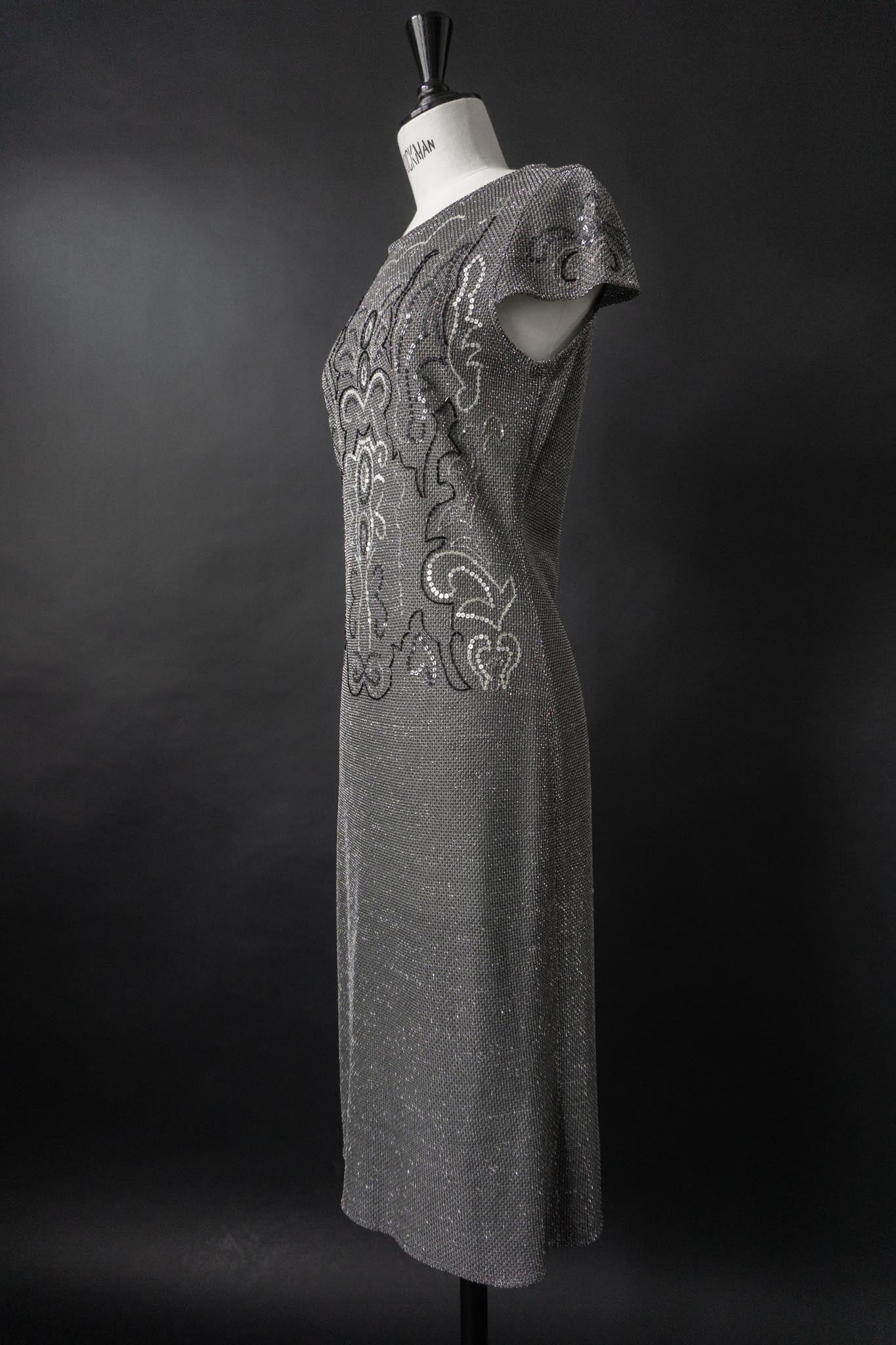 Vintage 80s Kleid, Silber, S