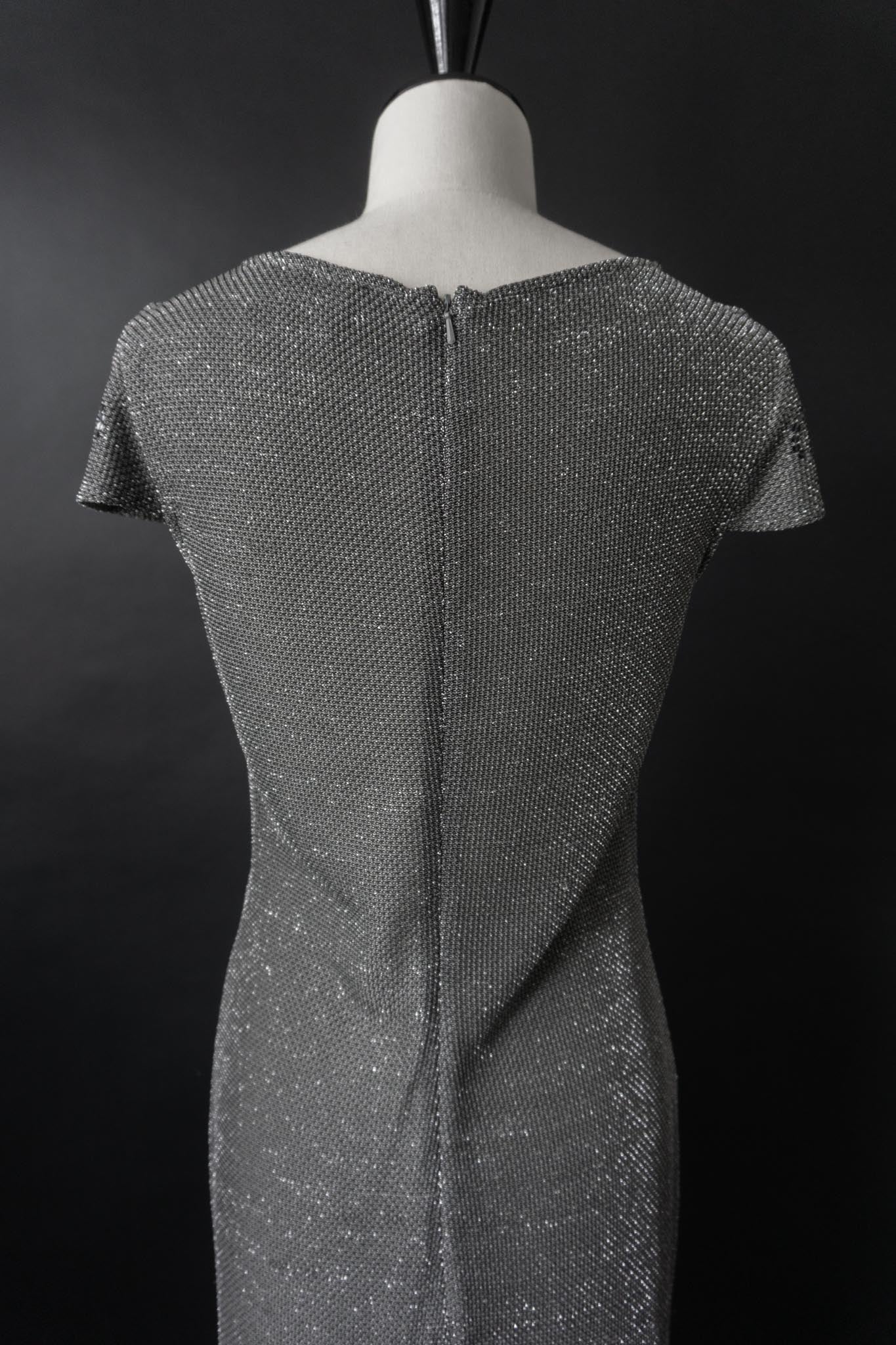 Vintage 80s Kleid, Silber, S
