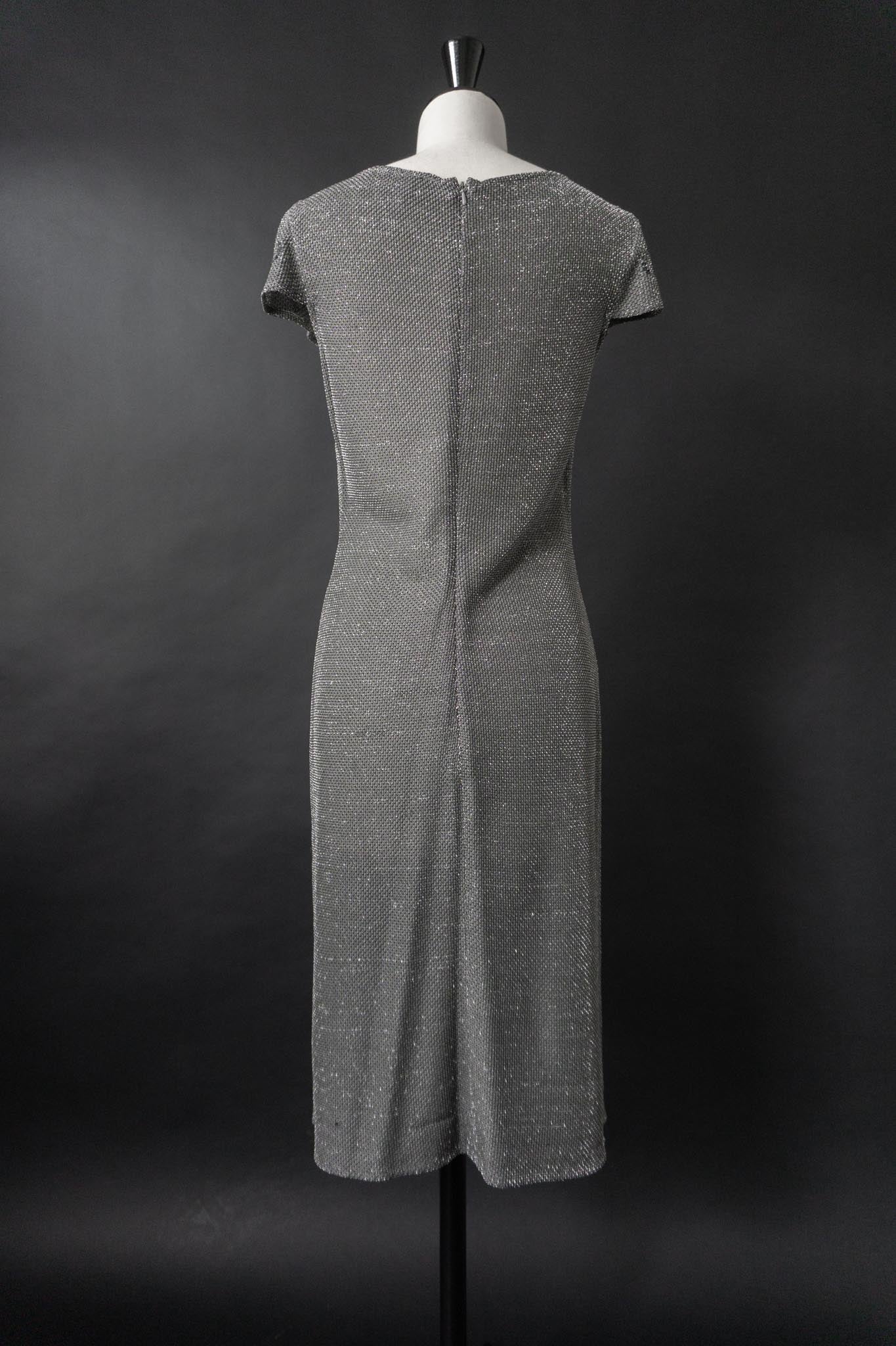 Vintage 80s Kleid, Silber, S