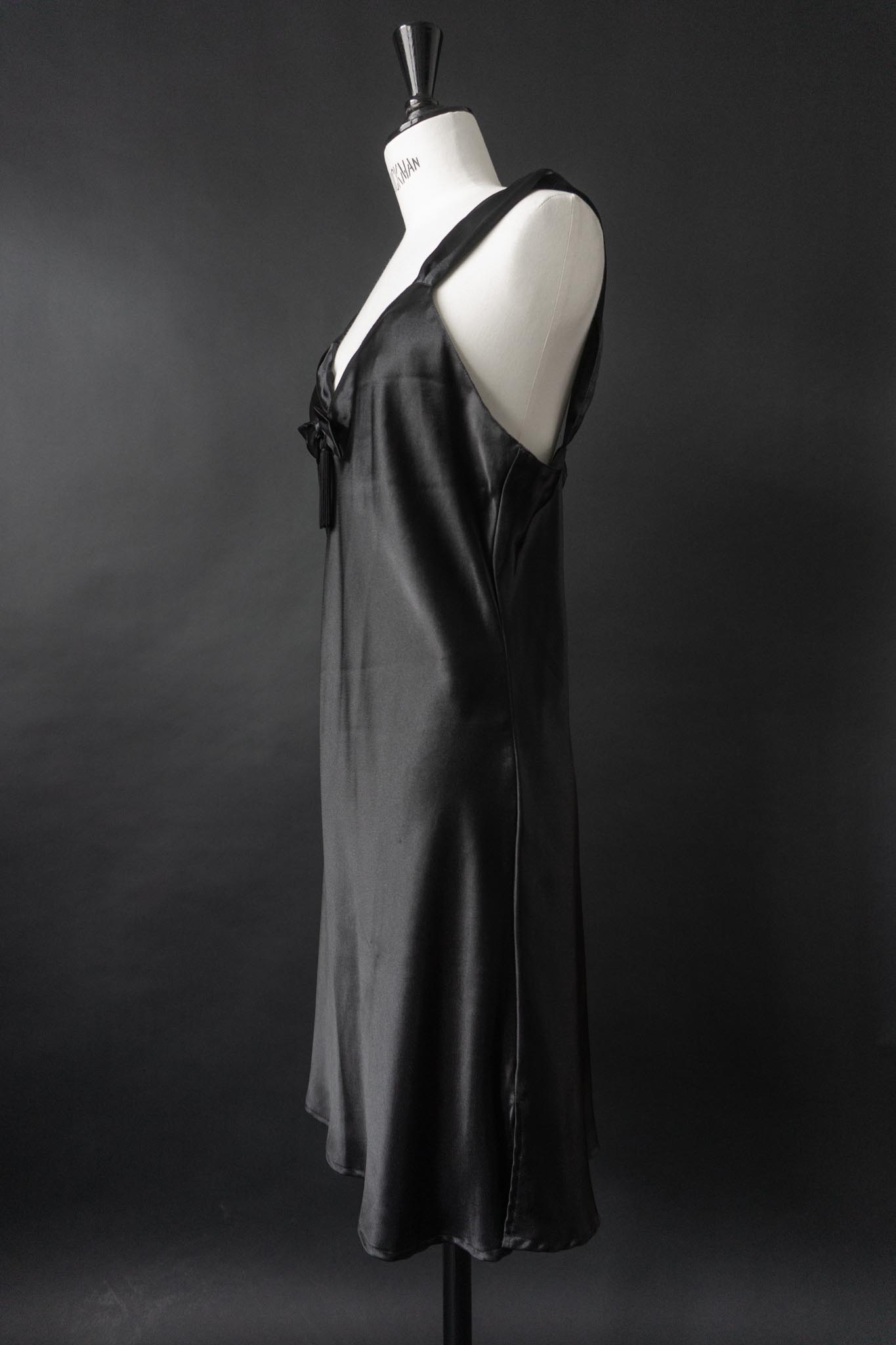 Vintage Slipdress mit Schleife & Troddel, M–L